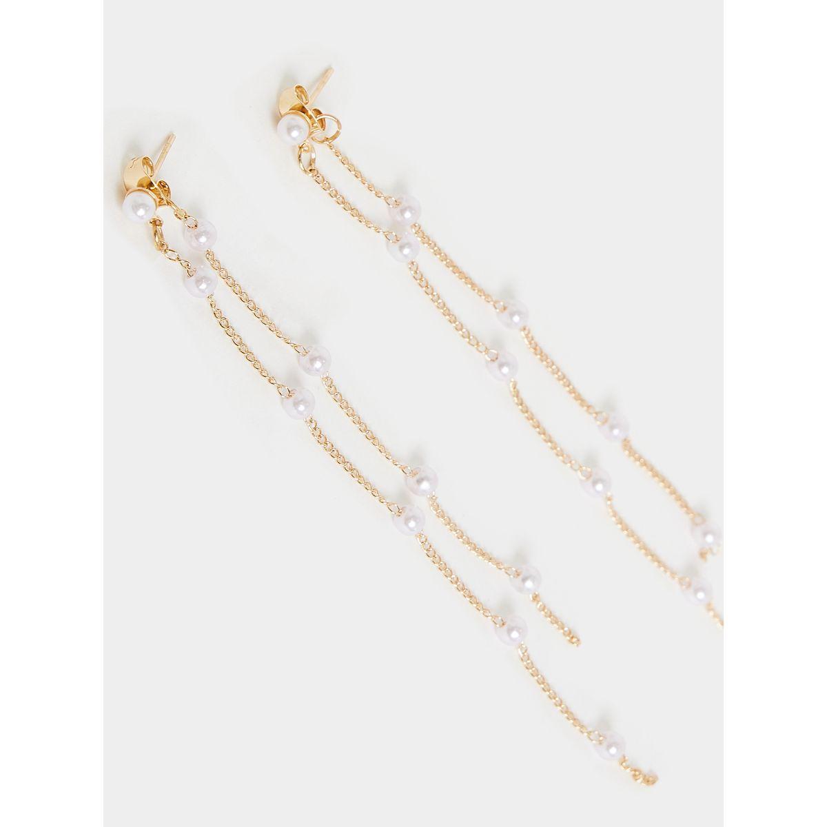 Styli Long Faux Pearl Earrings-women-watchesandjewellery-jewellery-earrings-image-3