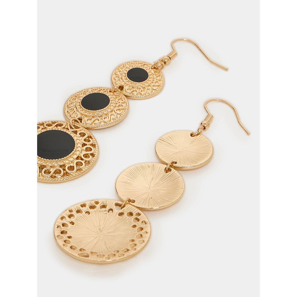 Styli Textured Round Drop Earrings-women-watchesandjewellery-jewellery-earrings-image-4
