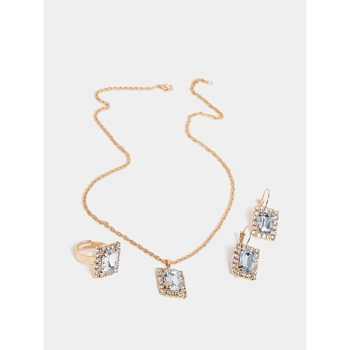 Styli Embellished Faux Crystal Earrings, Necklace & Ring Jewelry Set-women-watchesandjewellery-jewellery-jewellerysets-image-1