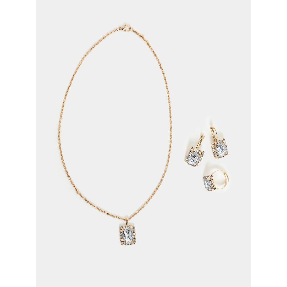 Styli Embellished Faux Crystal Earrings, Necklace & Ring Jewelry Set-women-watchesandjewellery-jewellery-jewellerysets-image-2