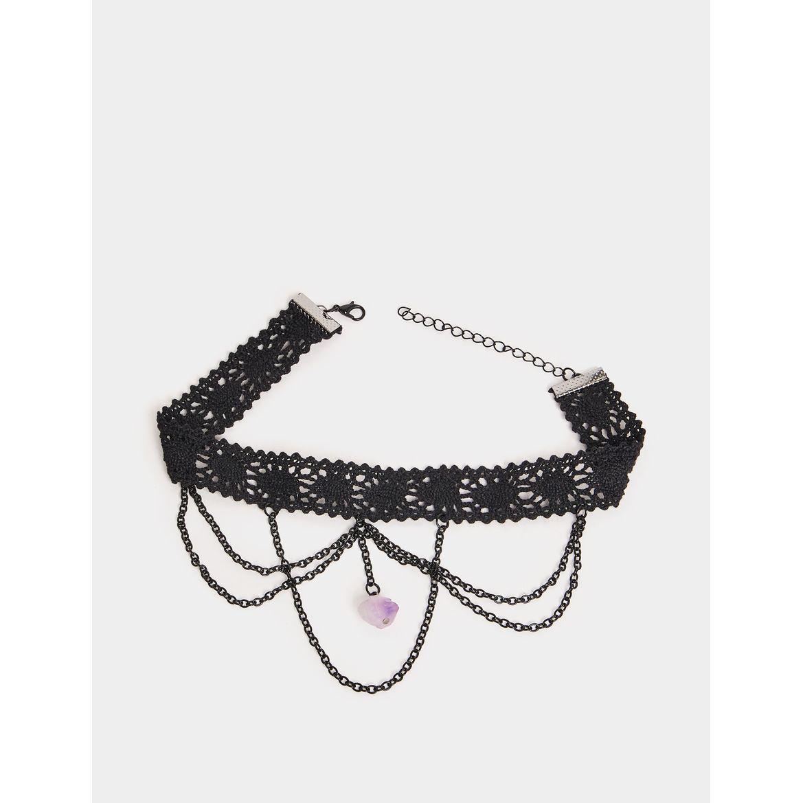 Styli Chain Drop Design Fitted Choker-women-watchesandjewellery-jewellery-necklacesandpendants-image-2