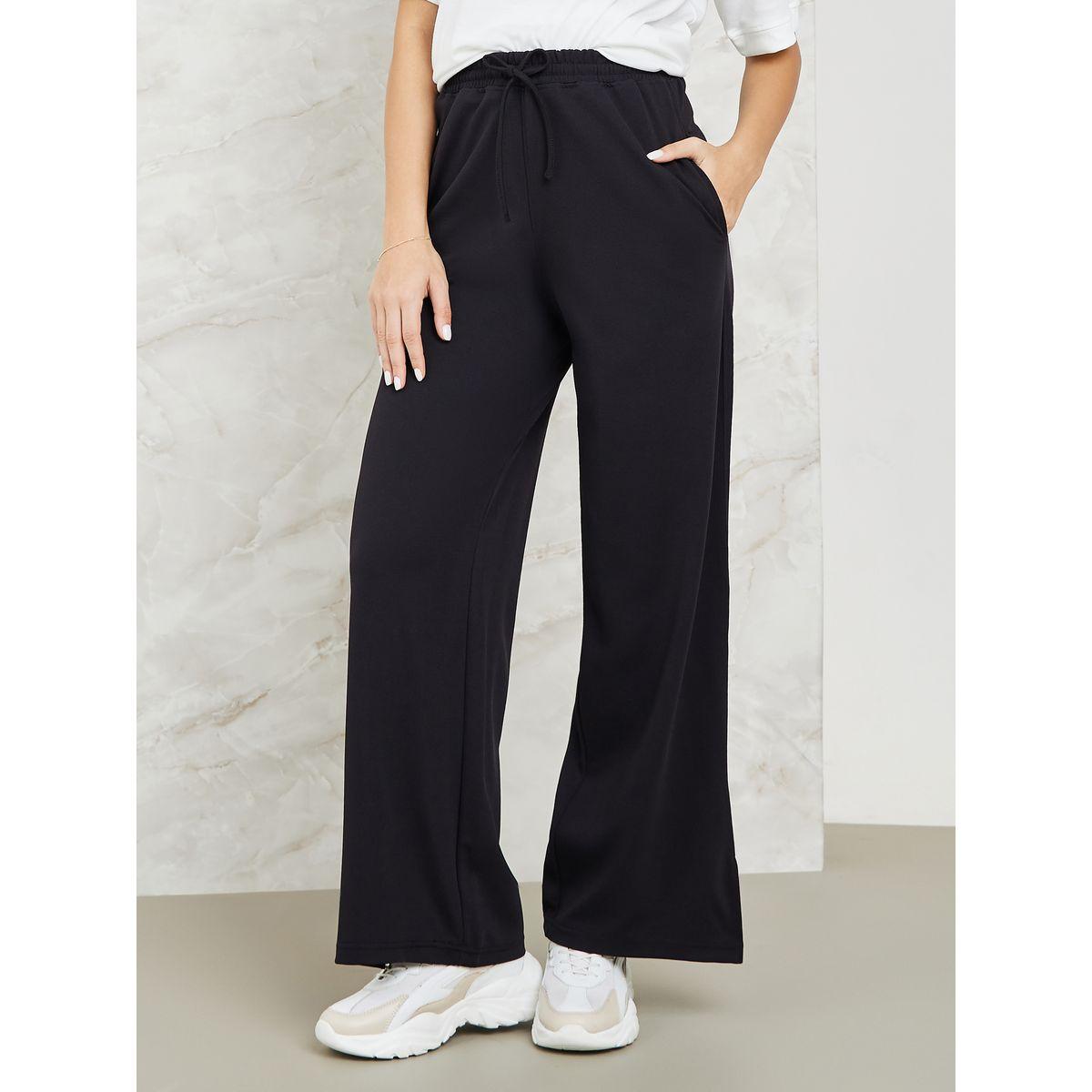 Styli Wide Leg Jogger with Side Slit-women-clothing-bottoms-joggers-image-1