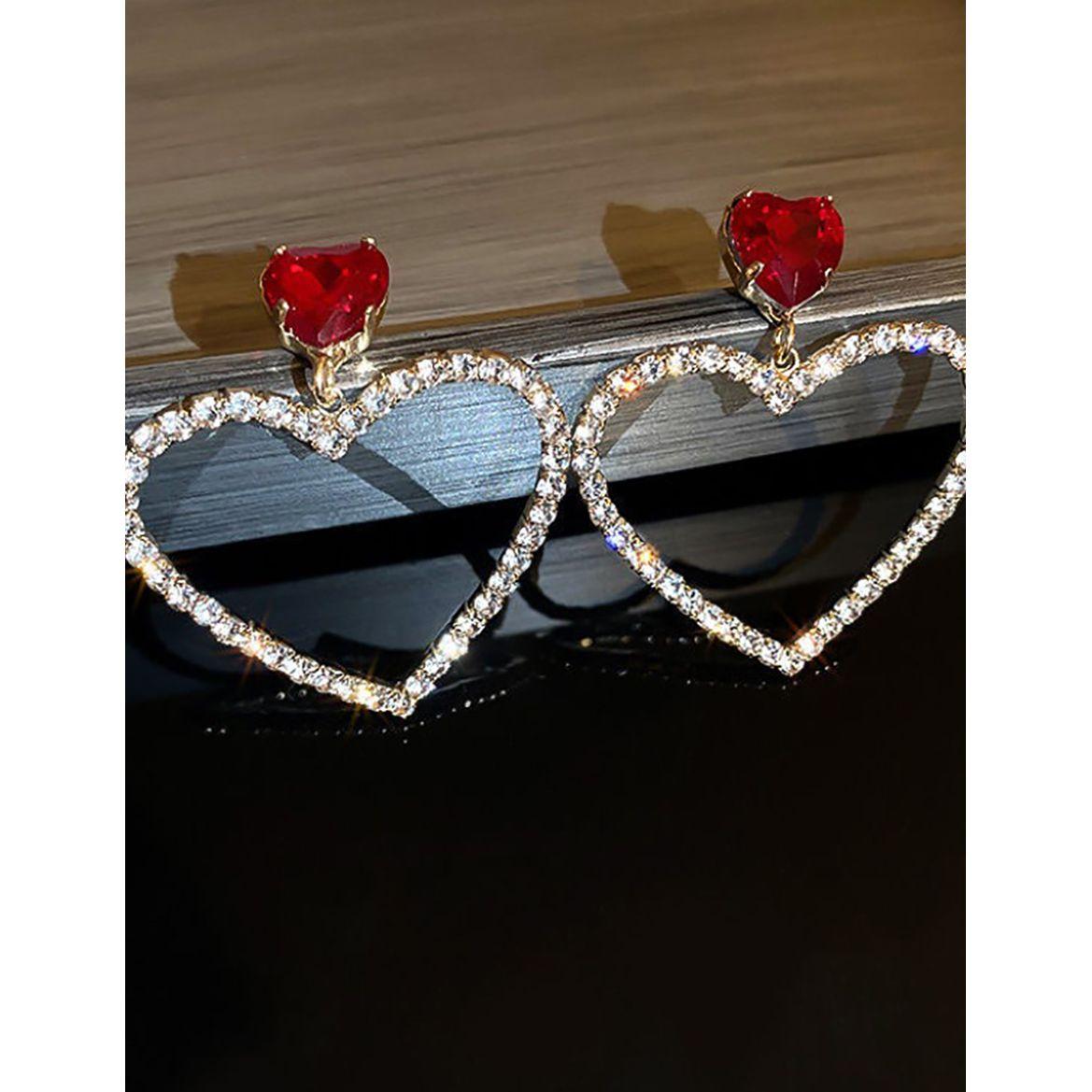 Styli Embellished Heart Earrings-women-watchesandjewellery-jewellery-earrings-image-2