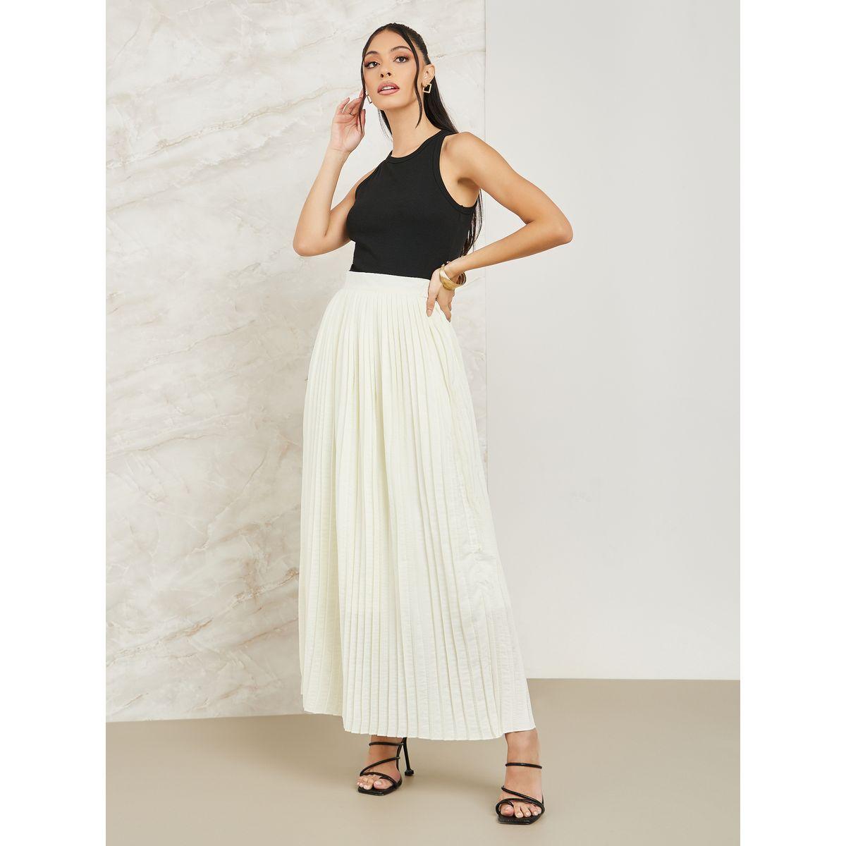 تنورة واسعة مزينة بكسرات-women-clothing-bottoms-skirts-image-2