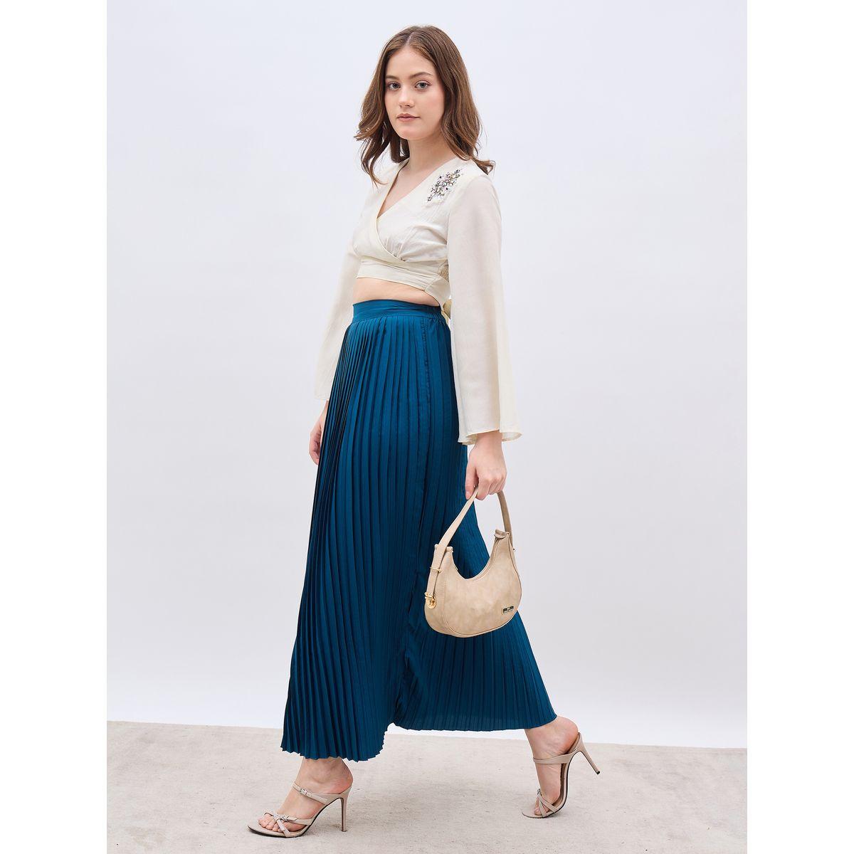 Styli Pleated Flared Maxi Skirt-women-clothing-bottoms-skirts-image-1