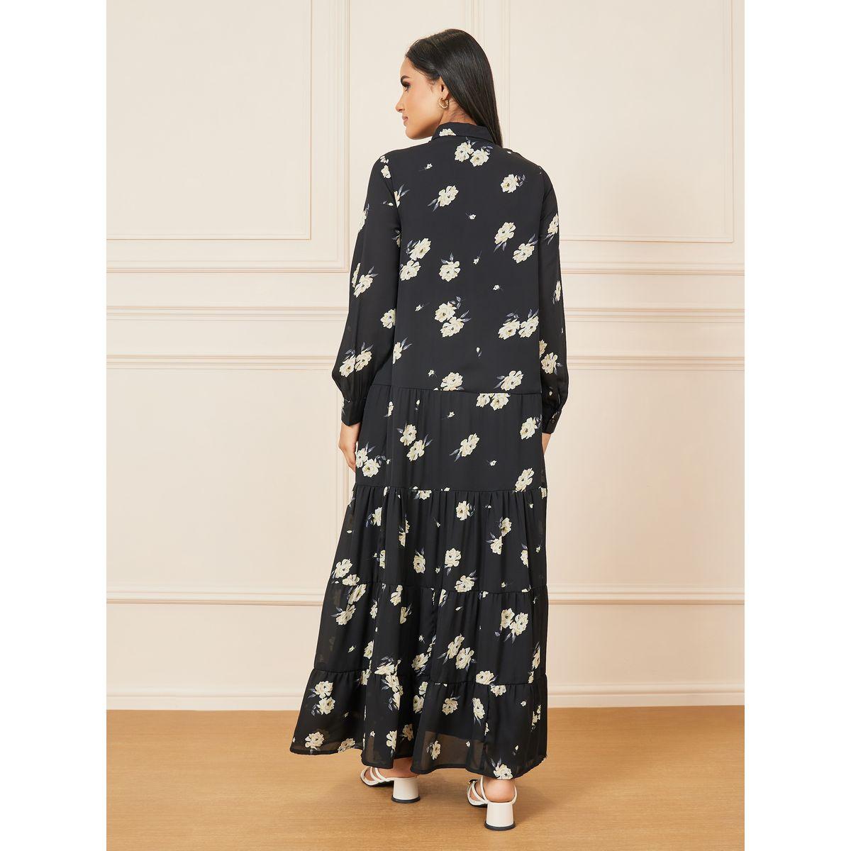 Styli Floral Print Collared Tiered Shirt Maxi Dress-women-clothing-dresses-image-4