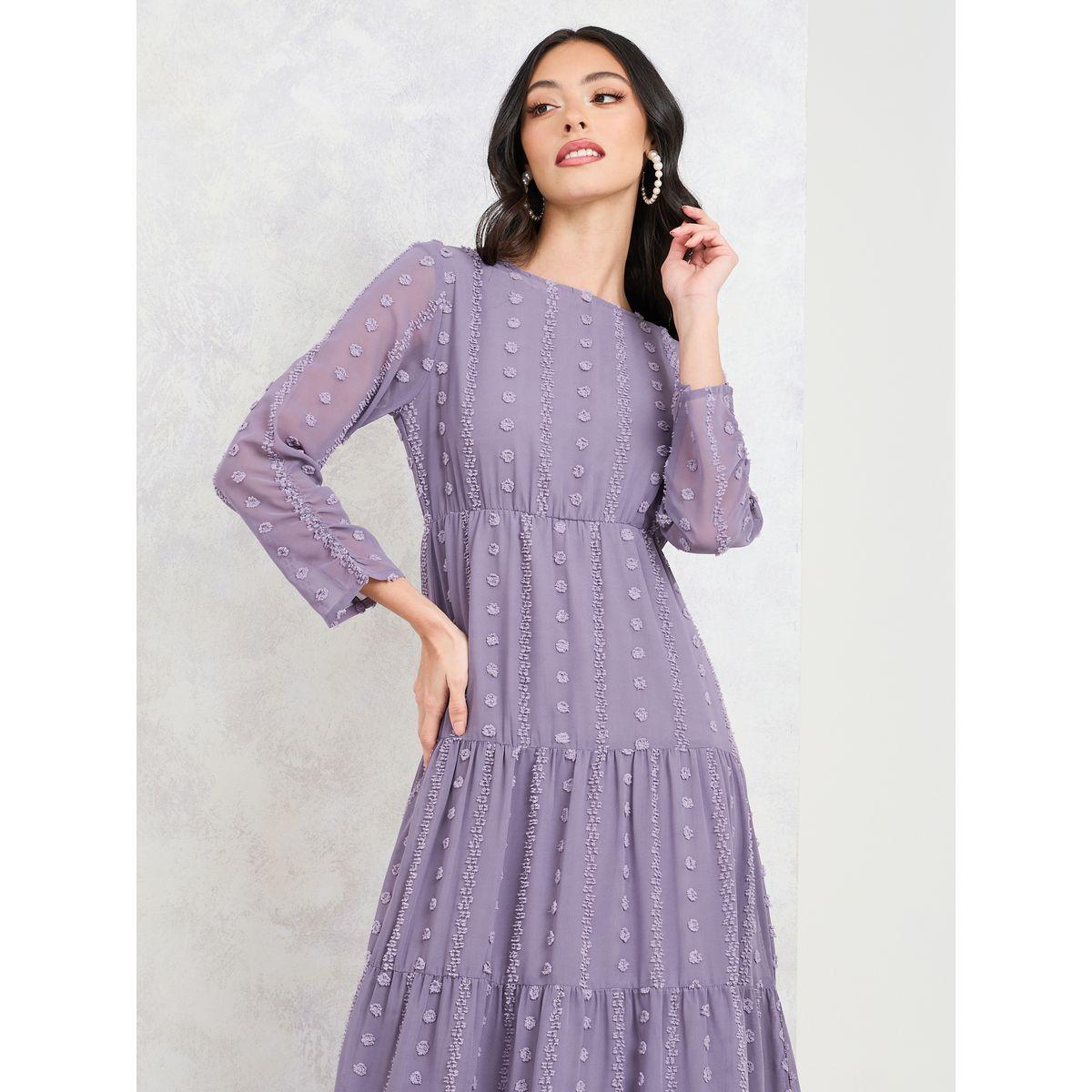 Styli Swiss Dobby A-Line Tiered Maxi Dress-women-clothing-dresses-image-3