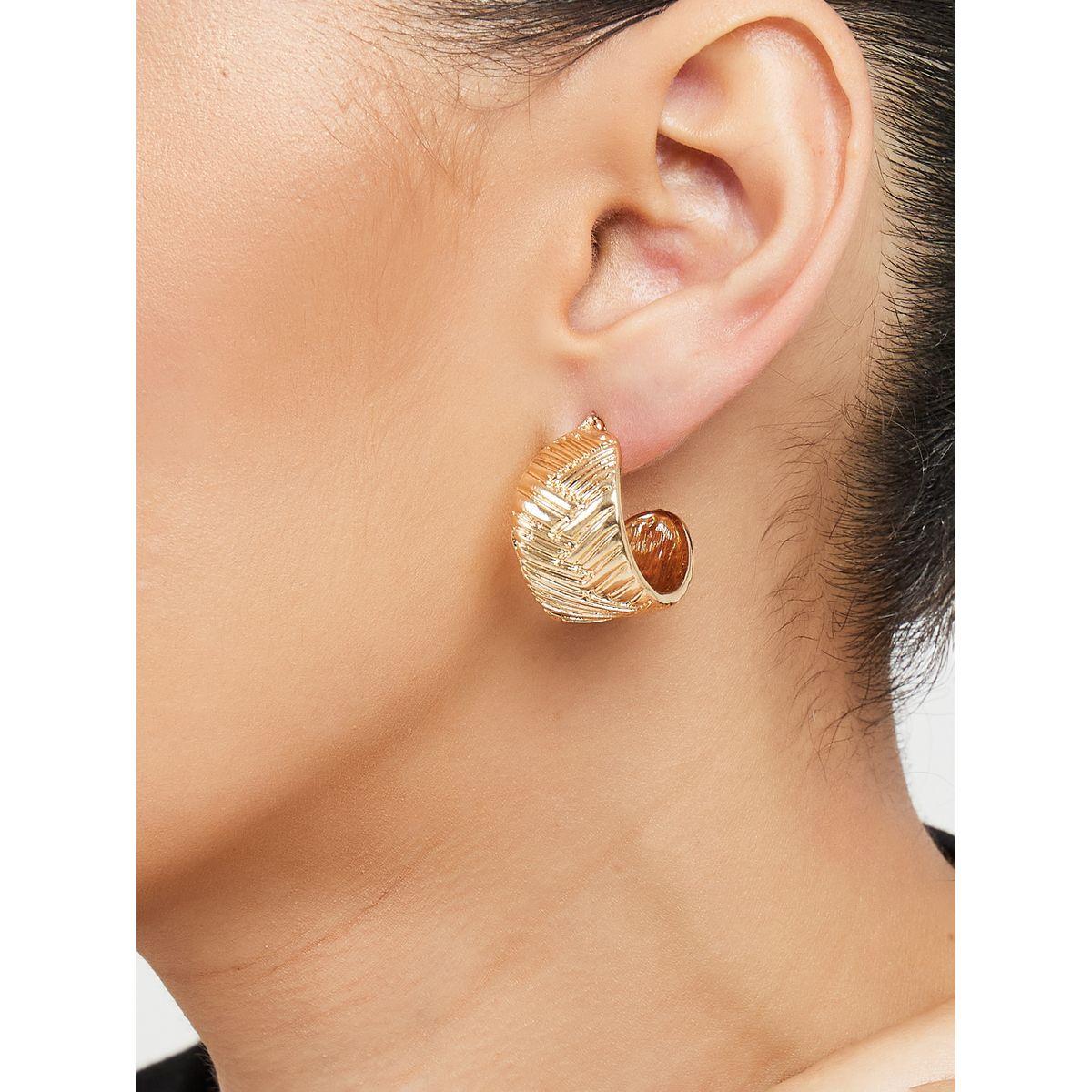 Styli Textured Wide Hoop Earrings-women-watchesandjewellery-jewellery-earrings-image-1