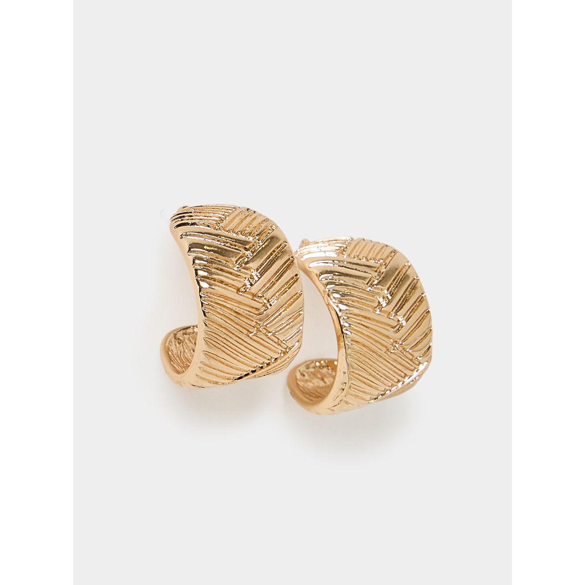 Styli Textured Wide Hoop Earrings-women-watchesandjewellery-jewellery-earrings-image-2