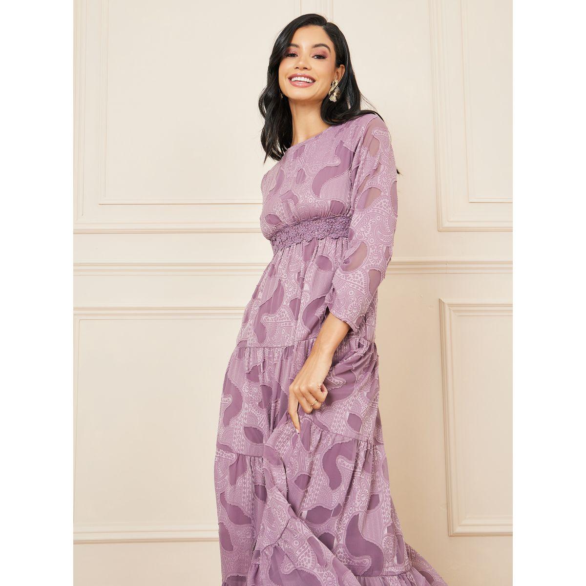 Styli Burnout Texture Lace Detail Tiered Maxi Dress-women-clothing-dresses-image-3