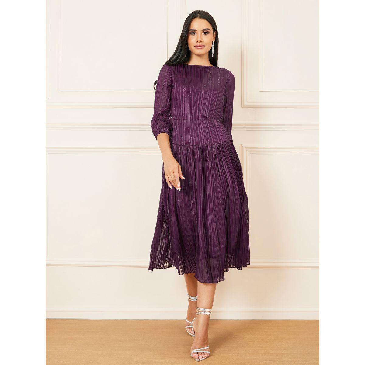 Styli Lurex Striped Tiered Midi Dress-women-clothing-dresses-image-1