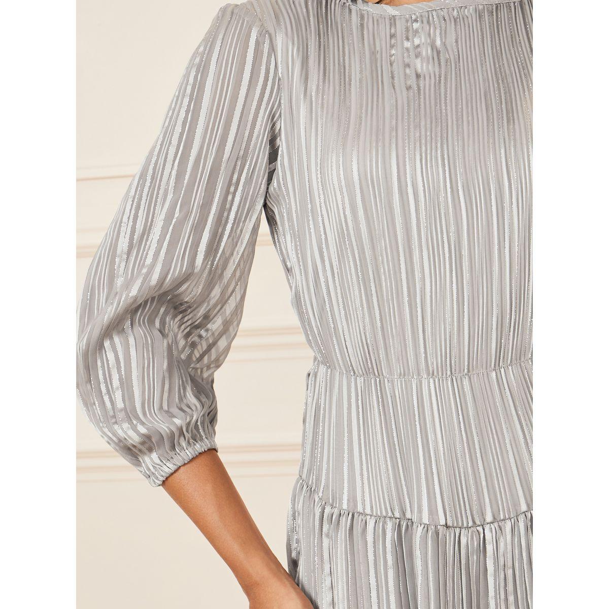Styli Lurex Striped Pleated Tiered Midi Dress-women-clothing-dresses-image-3