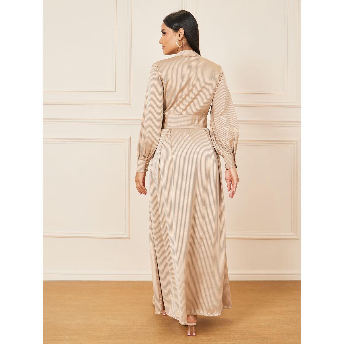 فستان طويل ساتان بياقة ماندارين-women-clothing-dresses-image-4