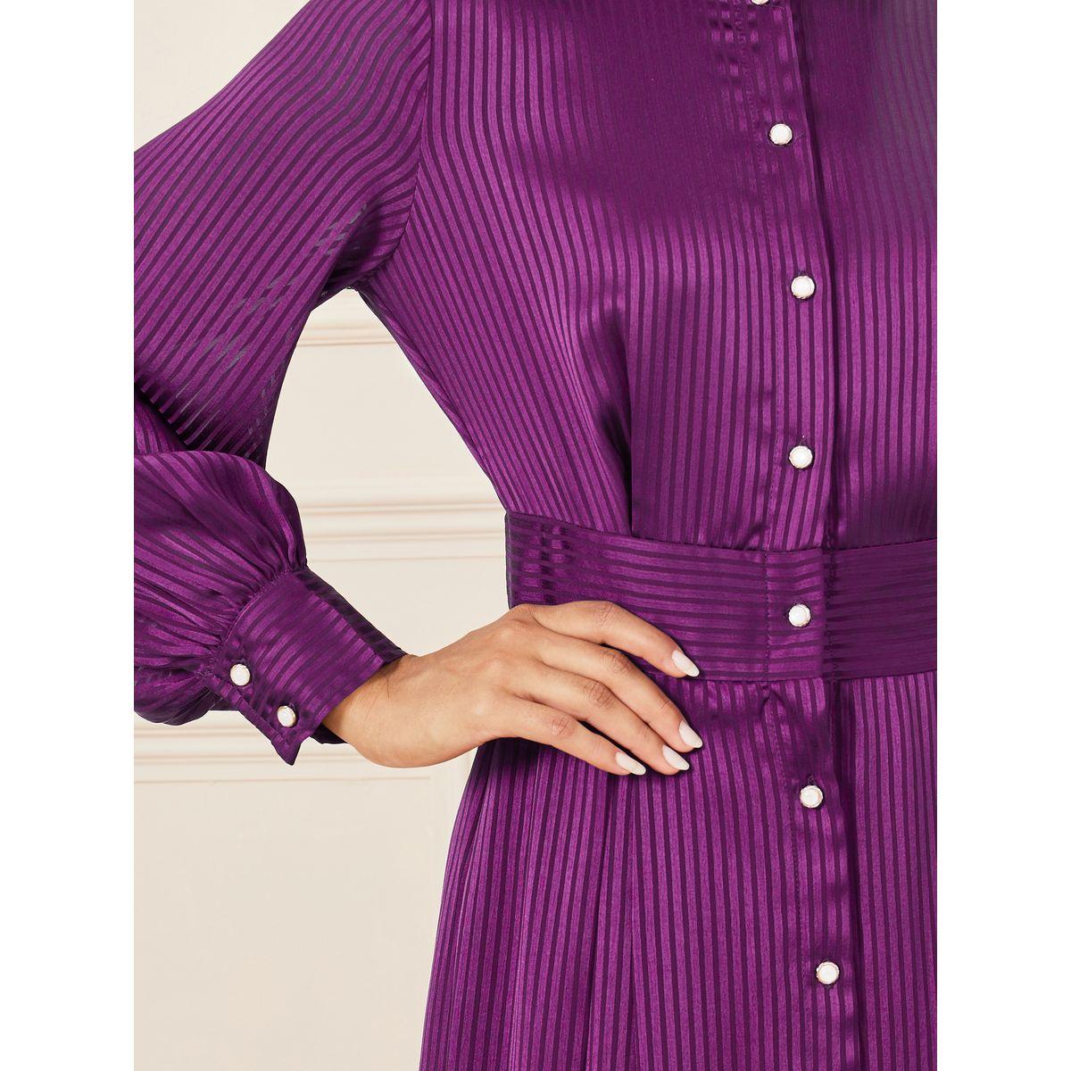 فستان مخطط طويل بياقة عالية-women-clothing-dresses-image-3