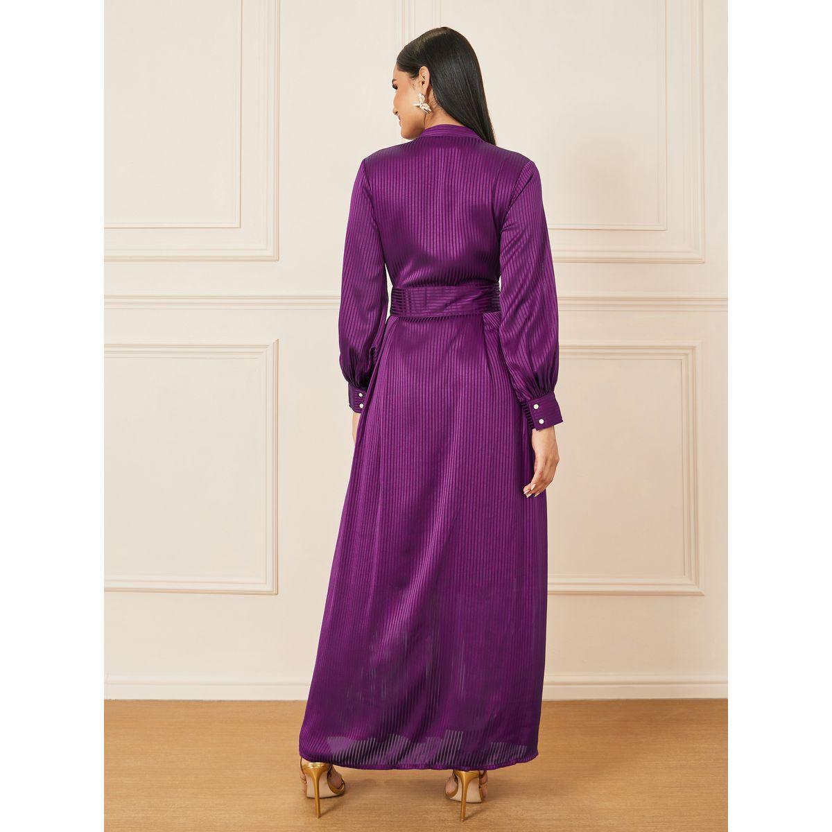فستان مخطط طويل بياقة عالية-women-clothing-dresses-image-4