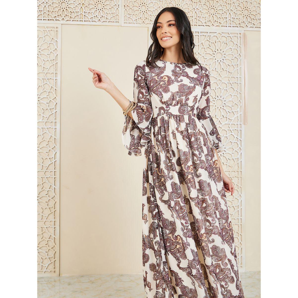 فستان ساتان طويل بطبعة بيزلي وكسرات-women-clothing-dresses-image-2