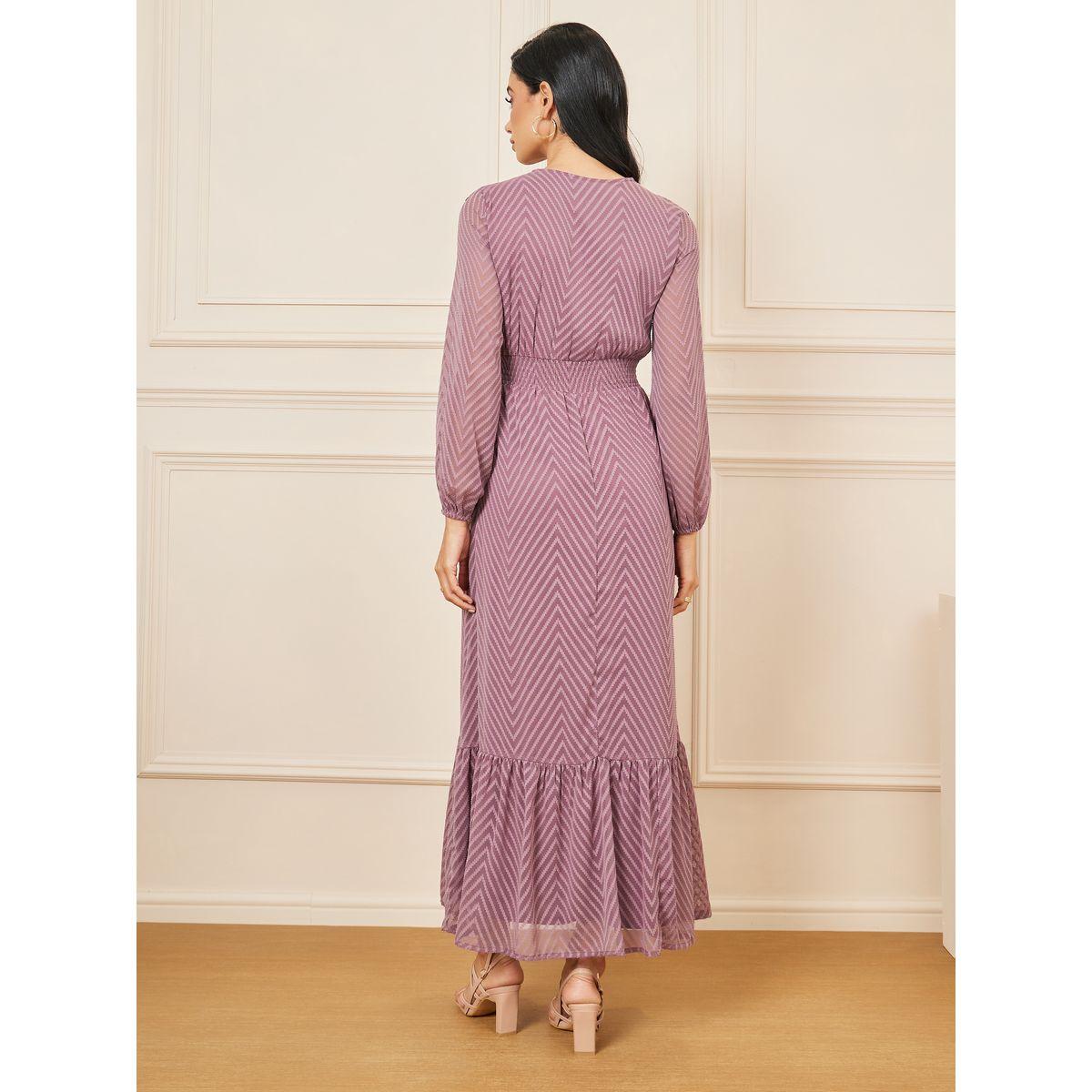 فستان طويل بحافة واسعة وتفاصيل كشكش-women-clothing-dresses-image-4