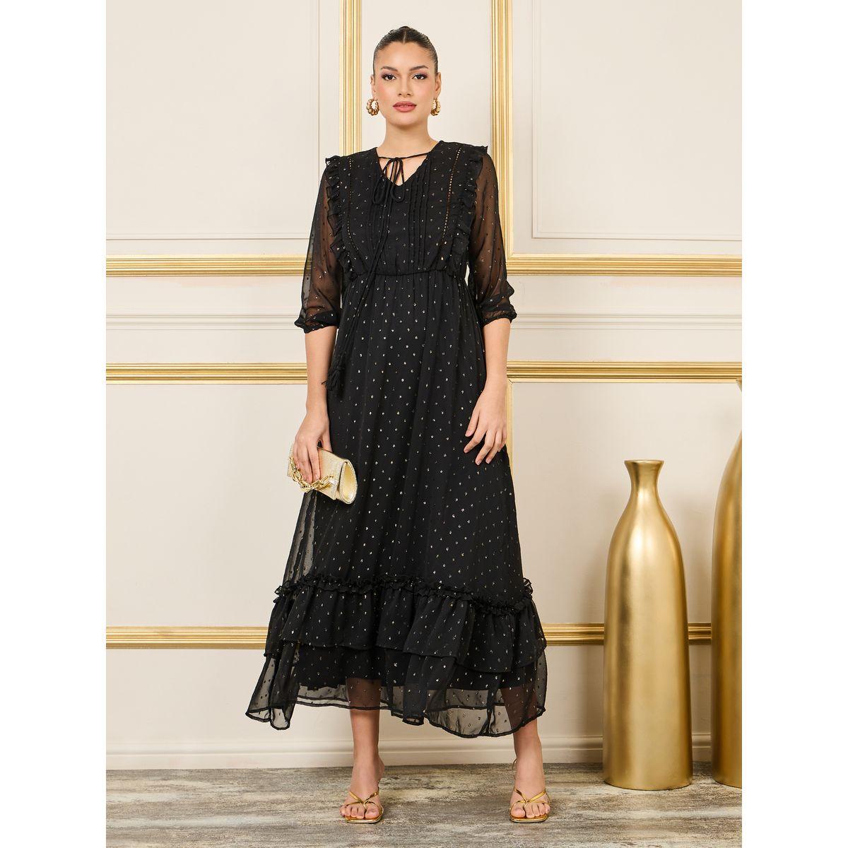 فستان طويل بتفاصيل دانتيل وكشكش-women-clothing-dresses-image-1