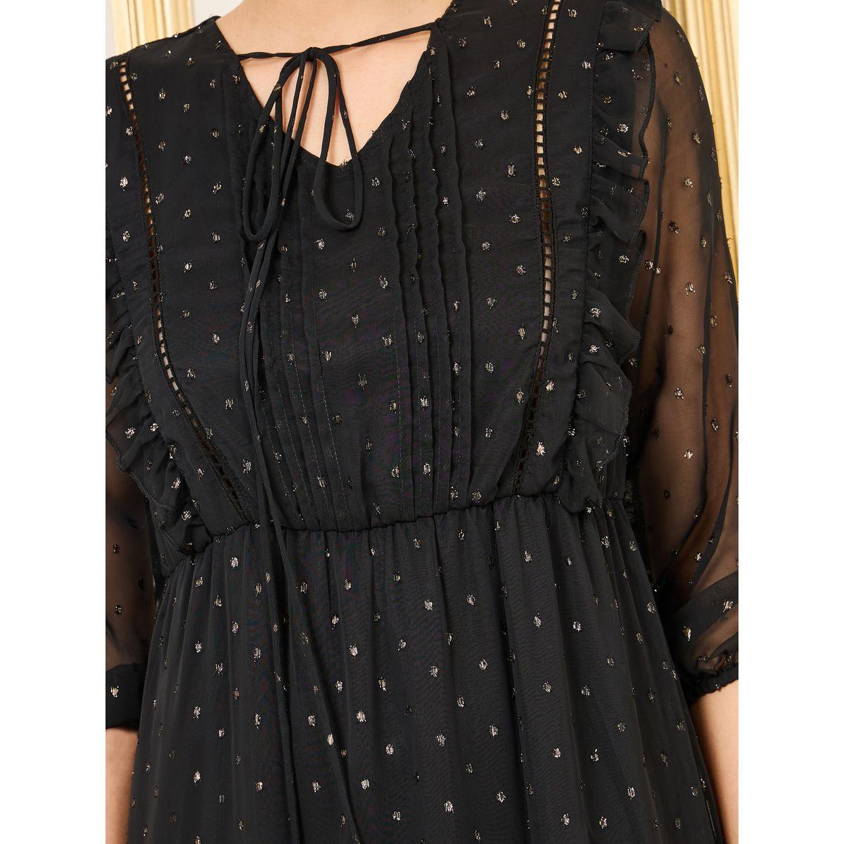 Styli Lace Ladder Ruffle Detail Dobby A-Line Maxi Dress-women-clothing-dresses-image-3