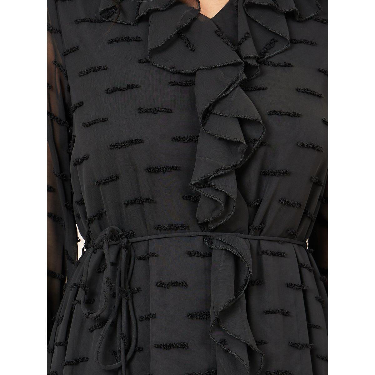 Styli Ruffle Detail Dobby Texture Tiered Midi Dress-women-clothing-dresses-image-3