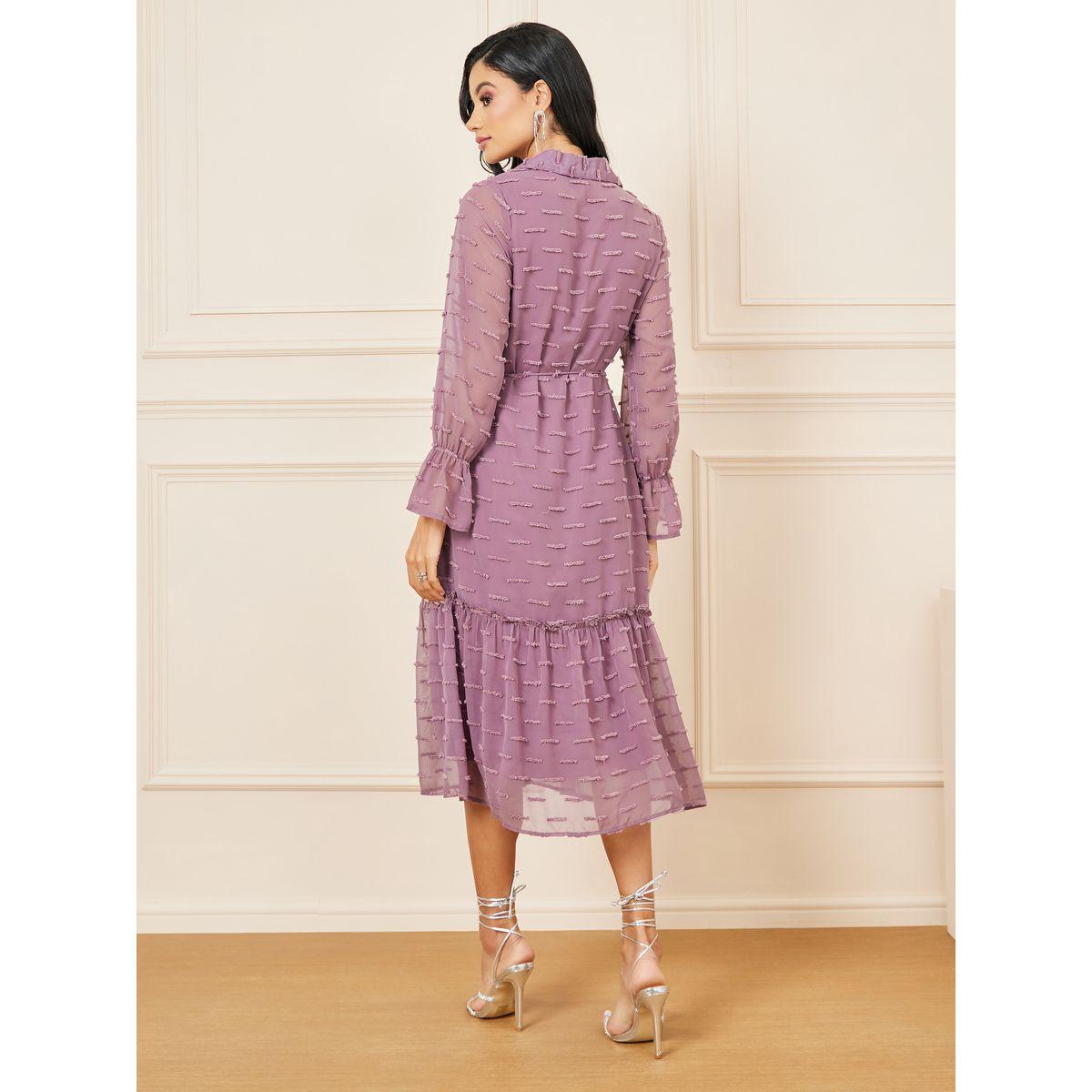 Styli Swiss Dobby Texture A-Line Shift Midi Dress-women-clothing-dresses-image-5