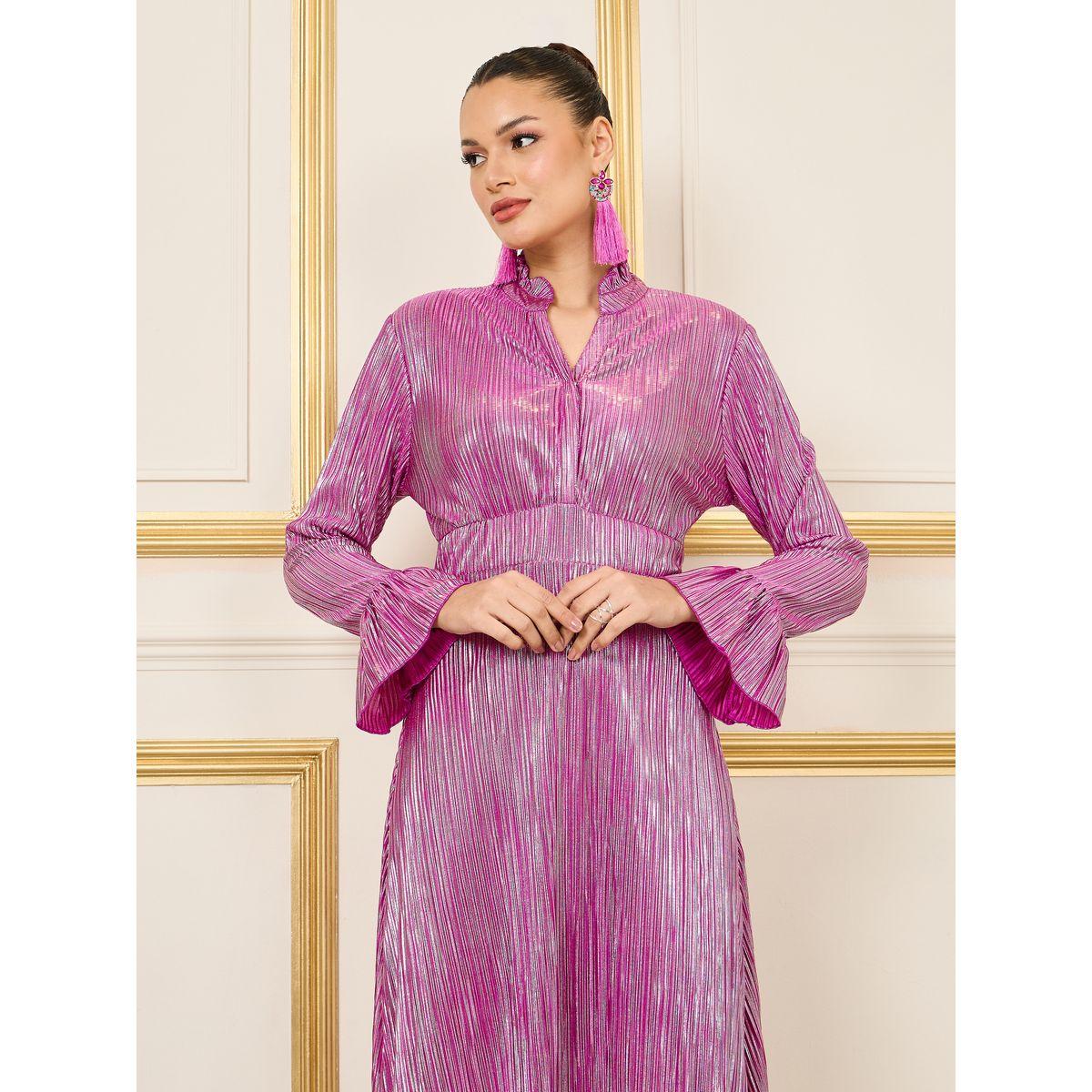 فستان ميدي بليسيه بتفاصيل كشكش-women-clothing-dresses-image-2