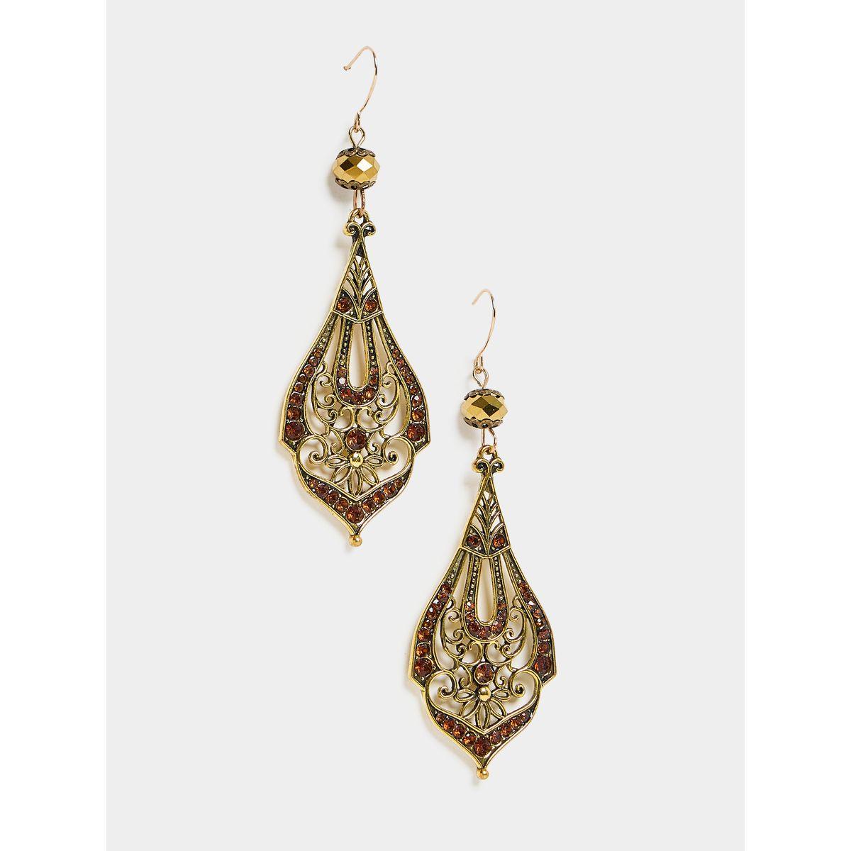 Styli Rhinestone Metal Vintage Dangle Earrings-women-watchesandjewellery-jewellery-earrings-image-2