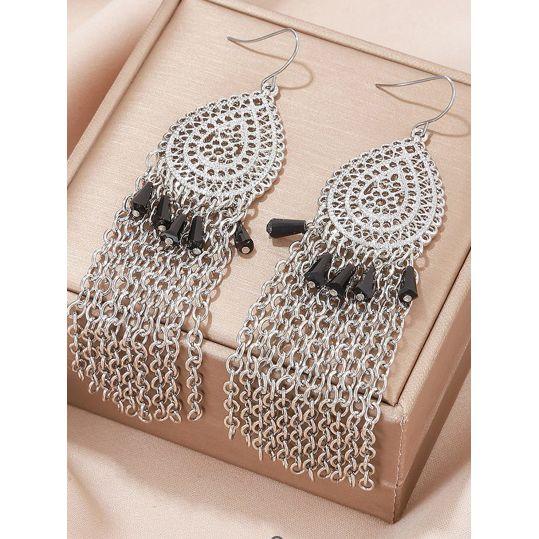 Styli Teardrop Tassel Earrings-women-watchesandjewellery-jewellery-earrings-image-1
