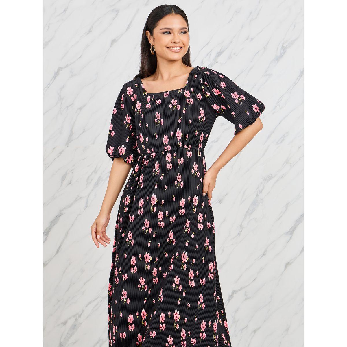Styli Plisse Floral Print A-Line Maxi Dress-women-clothing-dresses-image-2