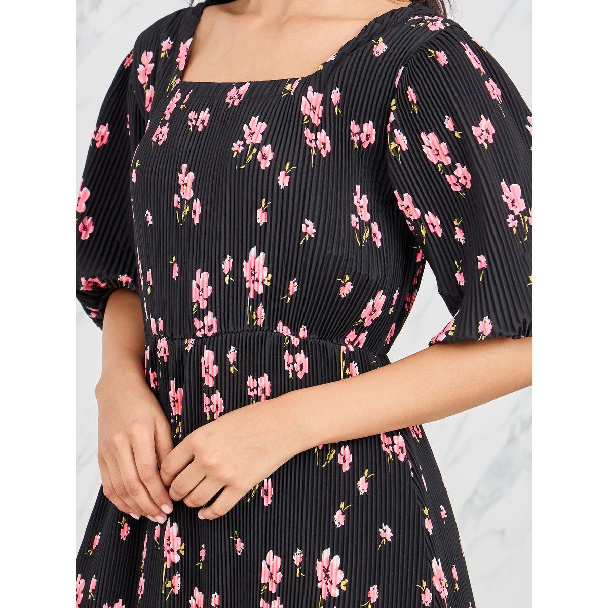 Styli Plisse Floral Print A-Line Maxi Dress-women-clothing-dresses-image-3