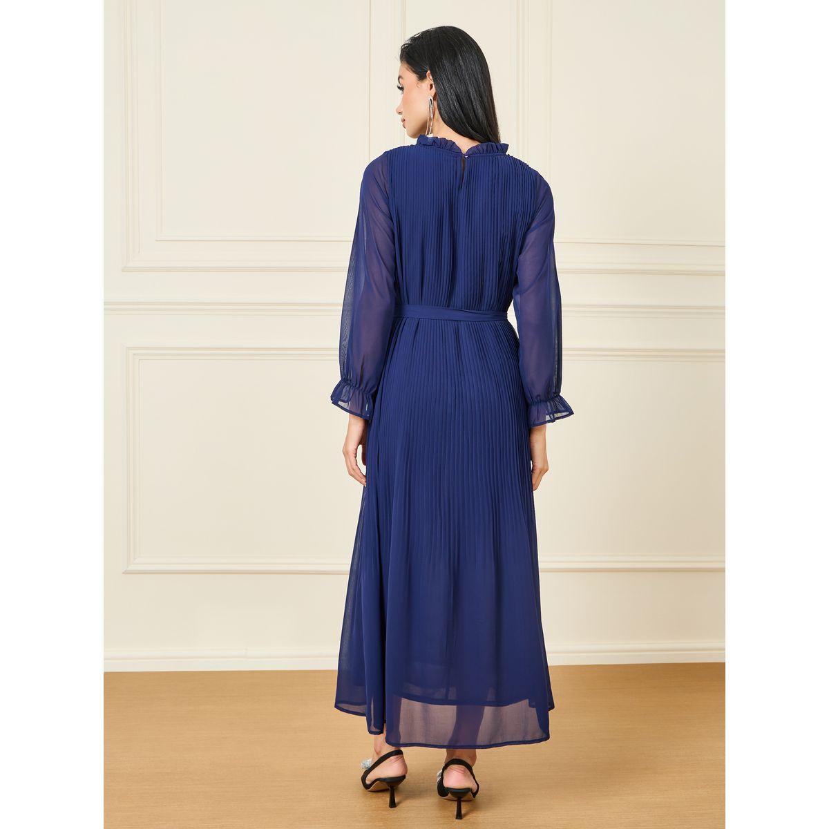 Styli Pleated High Neck A-Line Maxi Dress-women-clothing-dresses-image-4