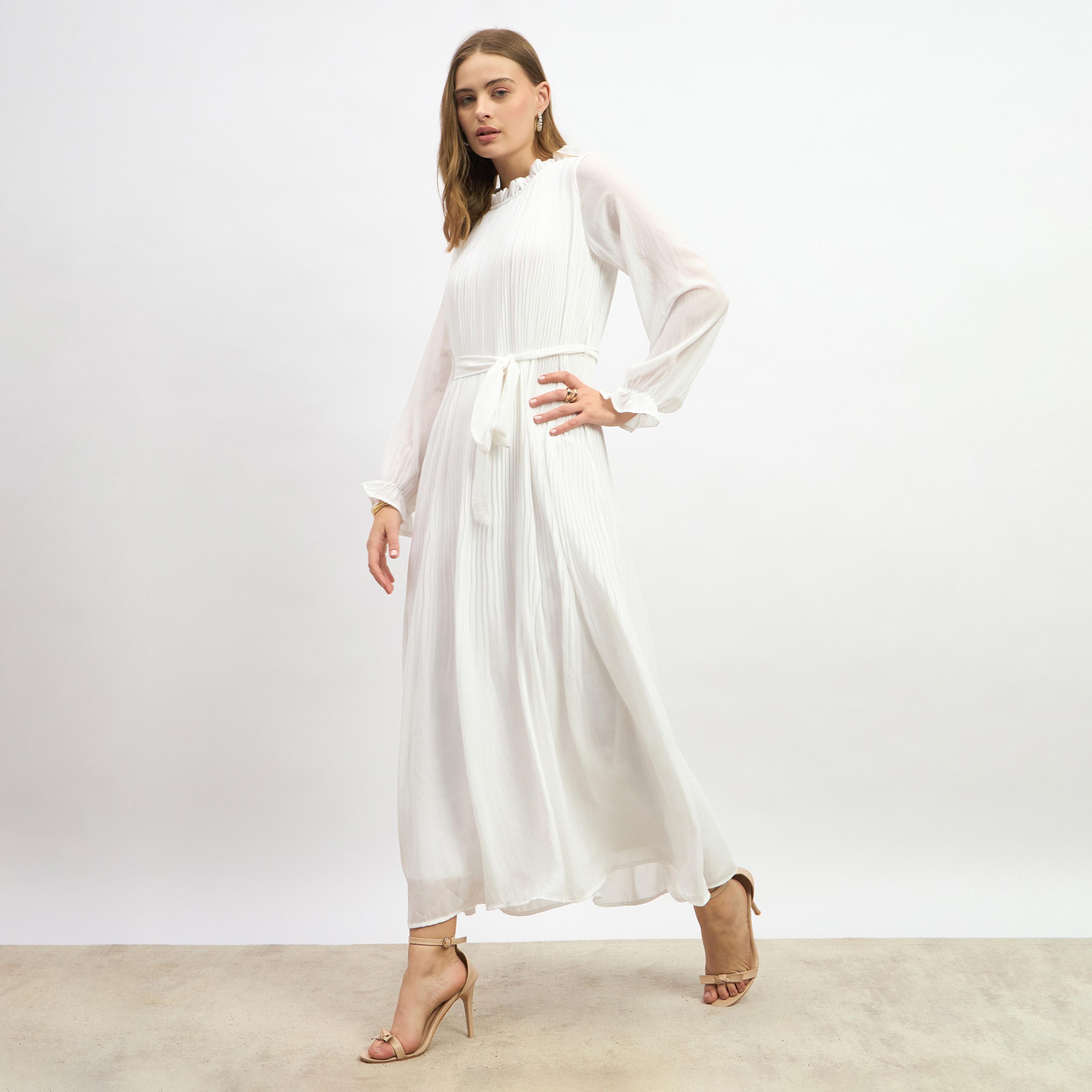 Styli Pleated High Neck A-Line Maxi Dress-women-clothing-dresses-image-1