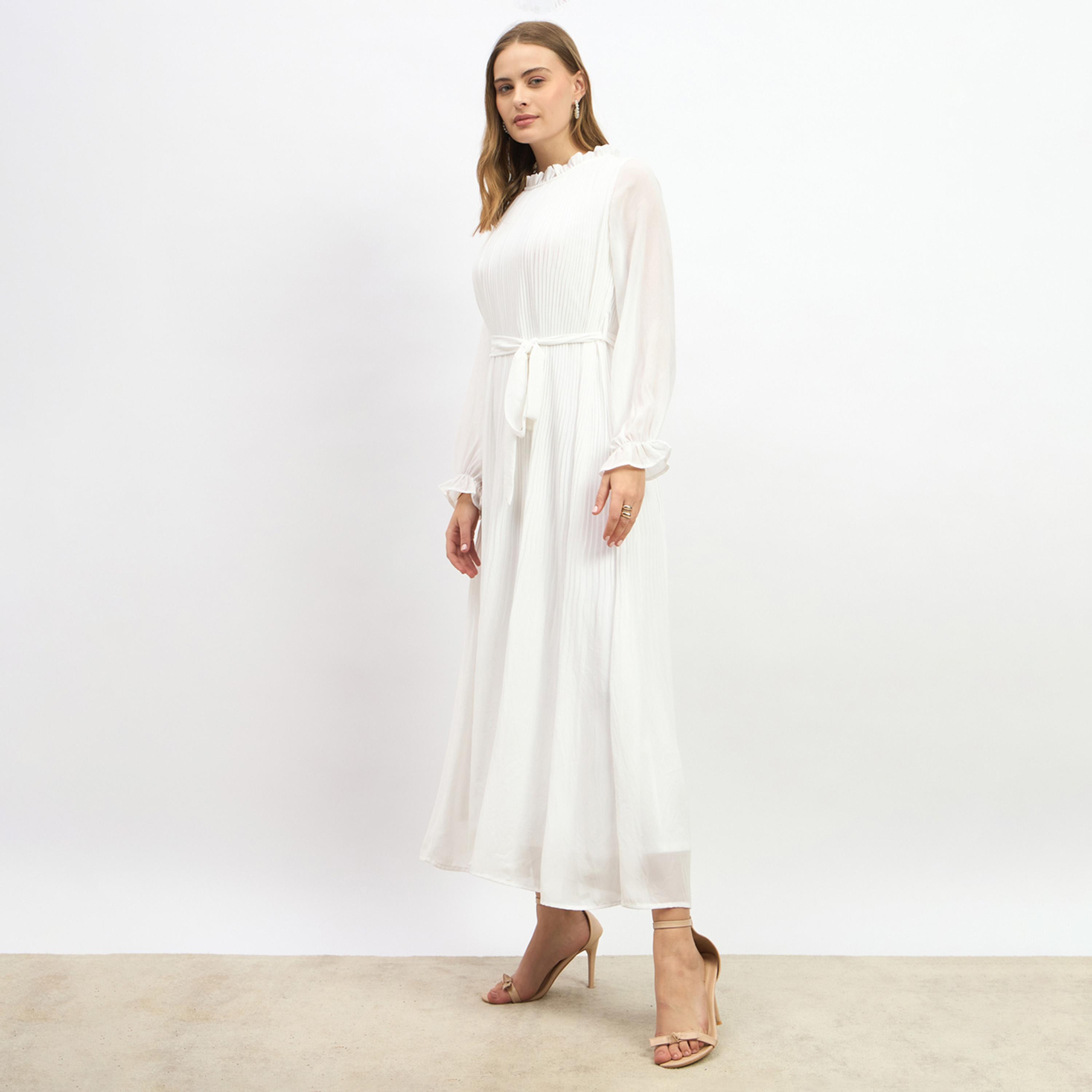 Styli Pleated High Neck A-Line Maxi Dress-women-clothing-dresses-image-3