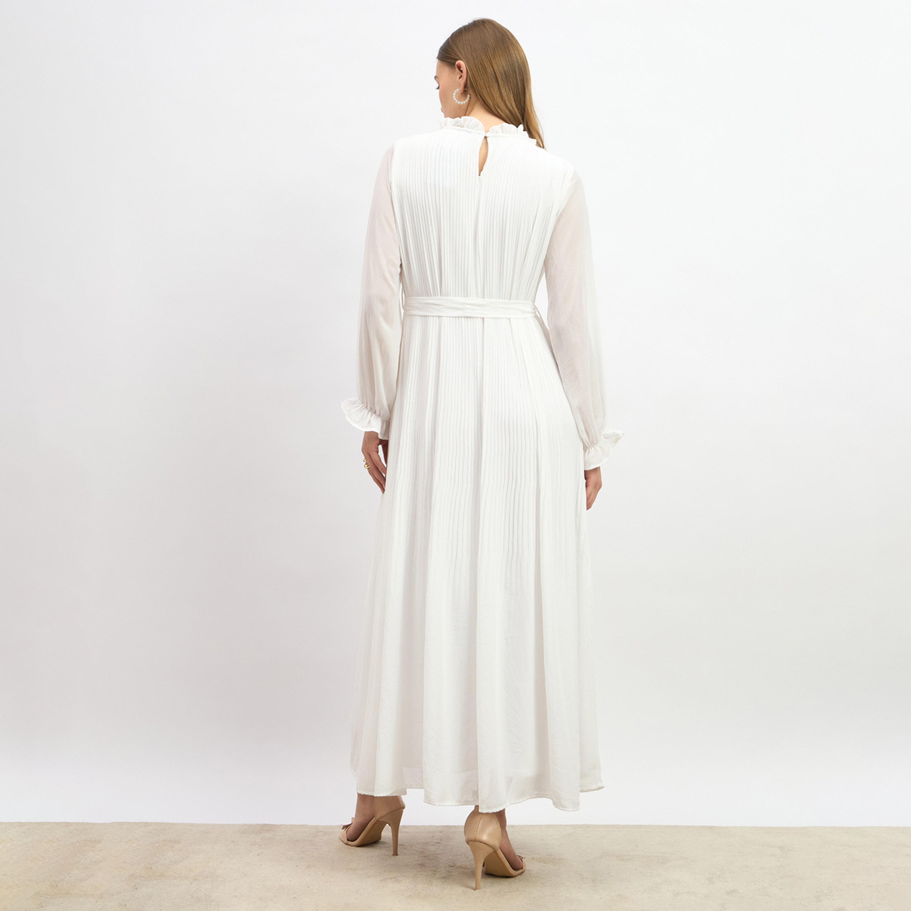 Styli Pleated High Neck A-Line Maxi Dress-women-clothing-dresses-image-5