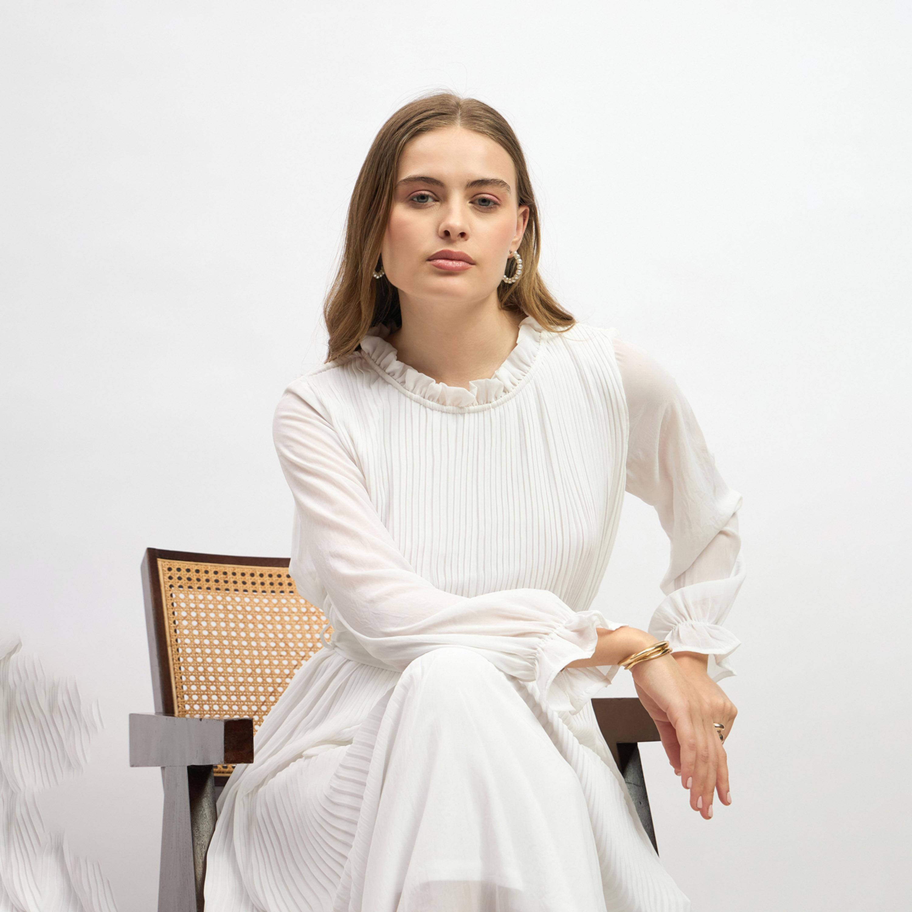 Styli Pleated High Neck A-Line Maxi Dress-women-clothing-dresses-image-6