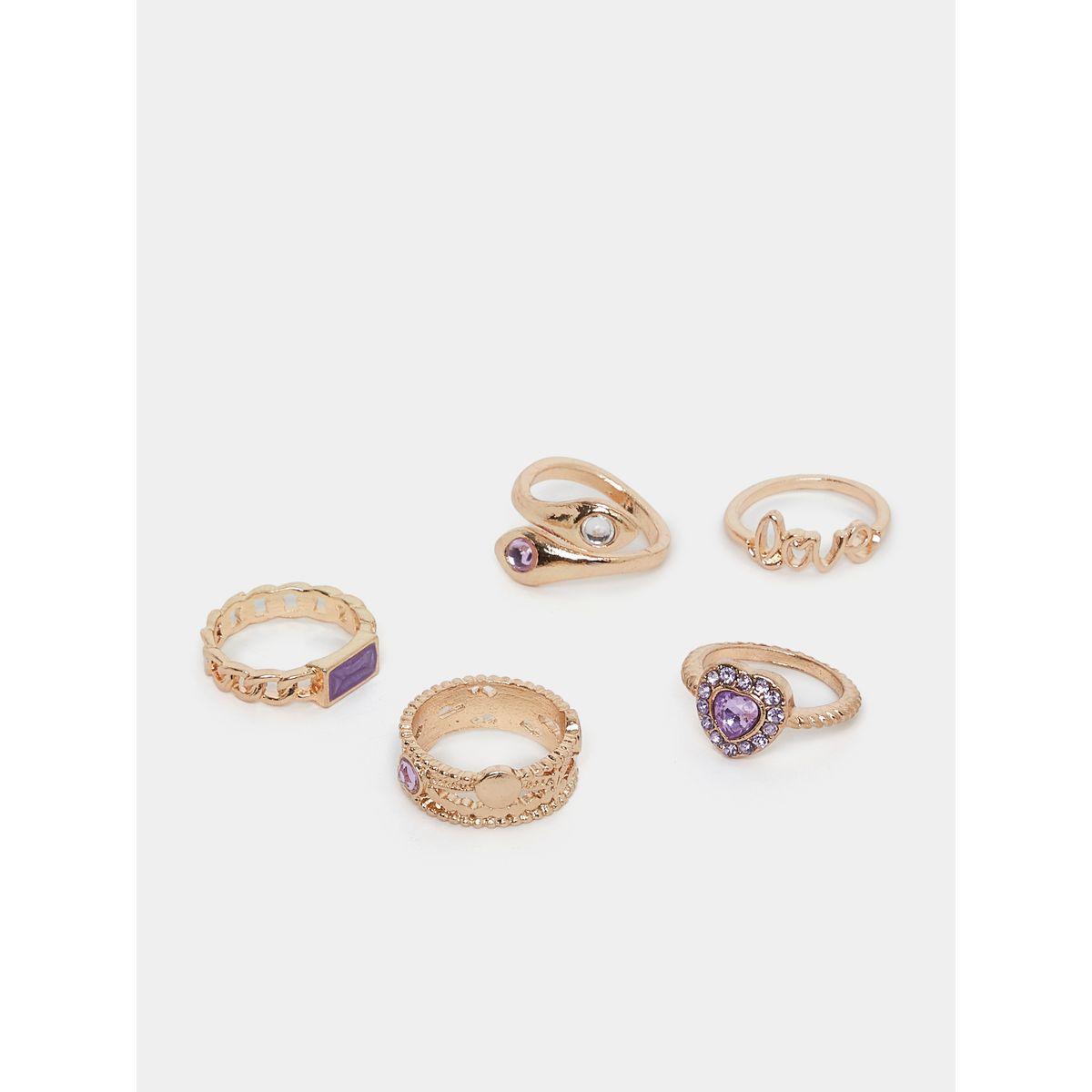 مجموعة من 5 خواتم عصرية-women-watchesandjewellery-jewellery-rings-image-1