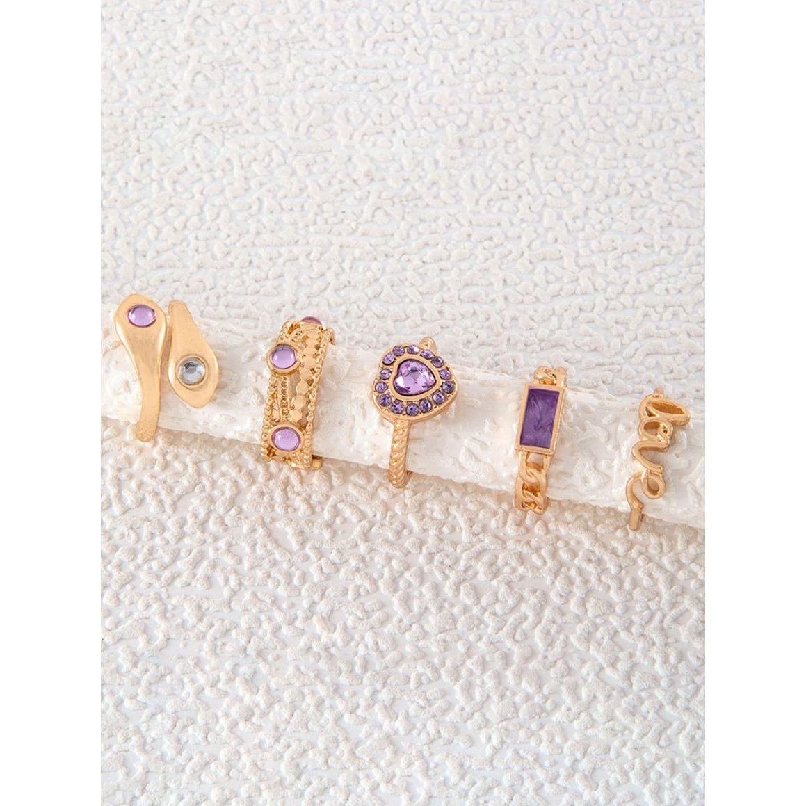 مجموعة من 5 خواتم عصرية-women-watchesandjewellery-jewellery-rings-image-4