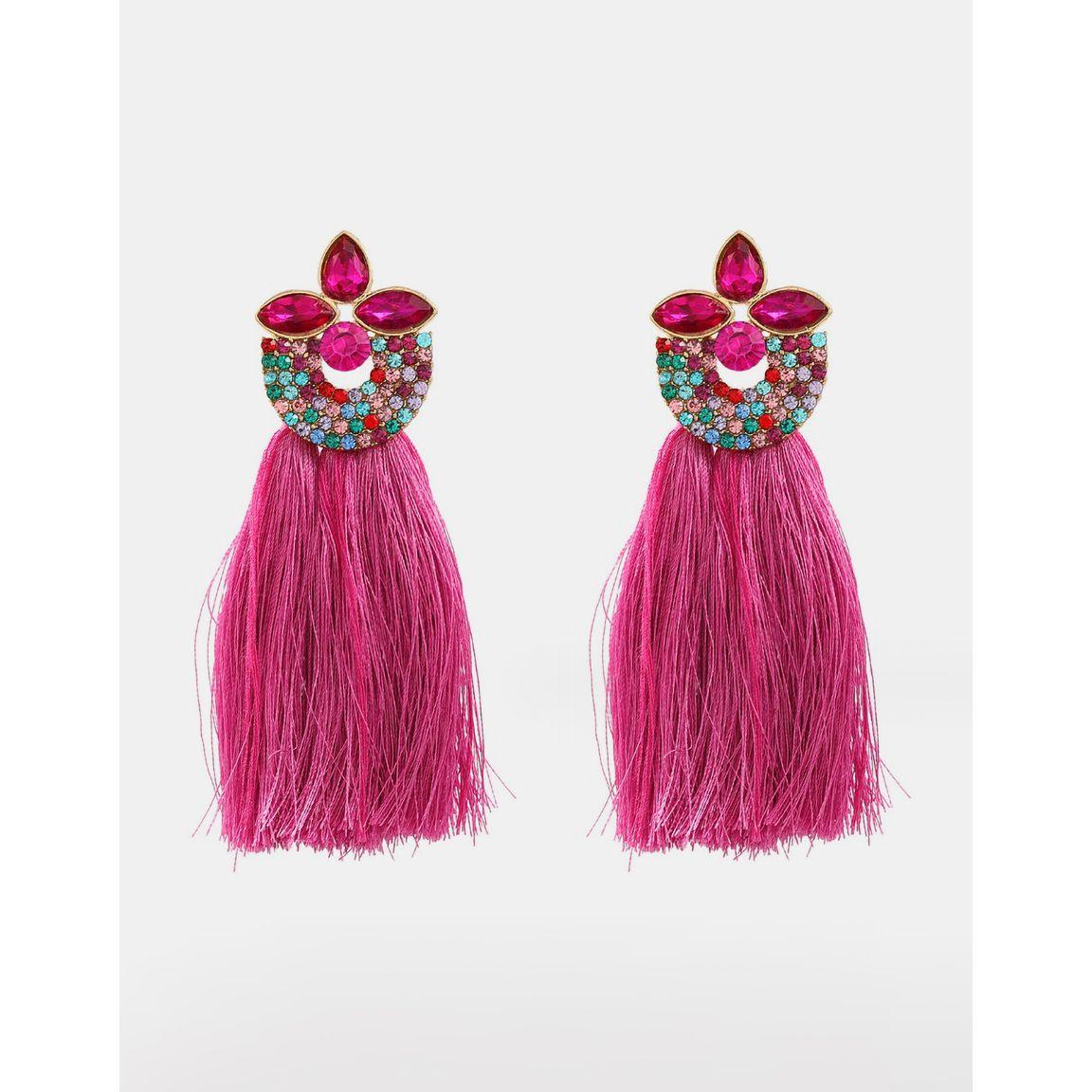Styli Embellished Tassel Earrings-women-watchesandjewellery-jewellery-earrings-image-1