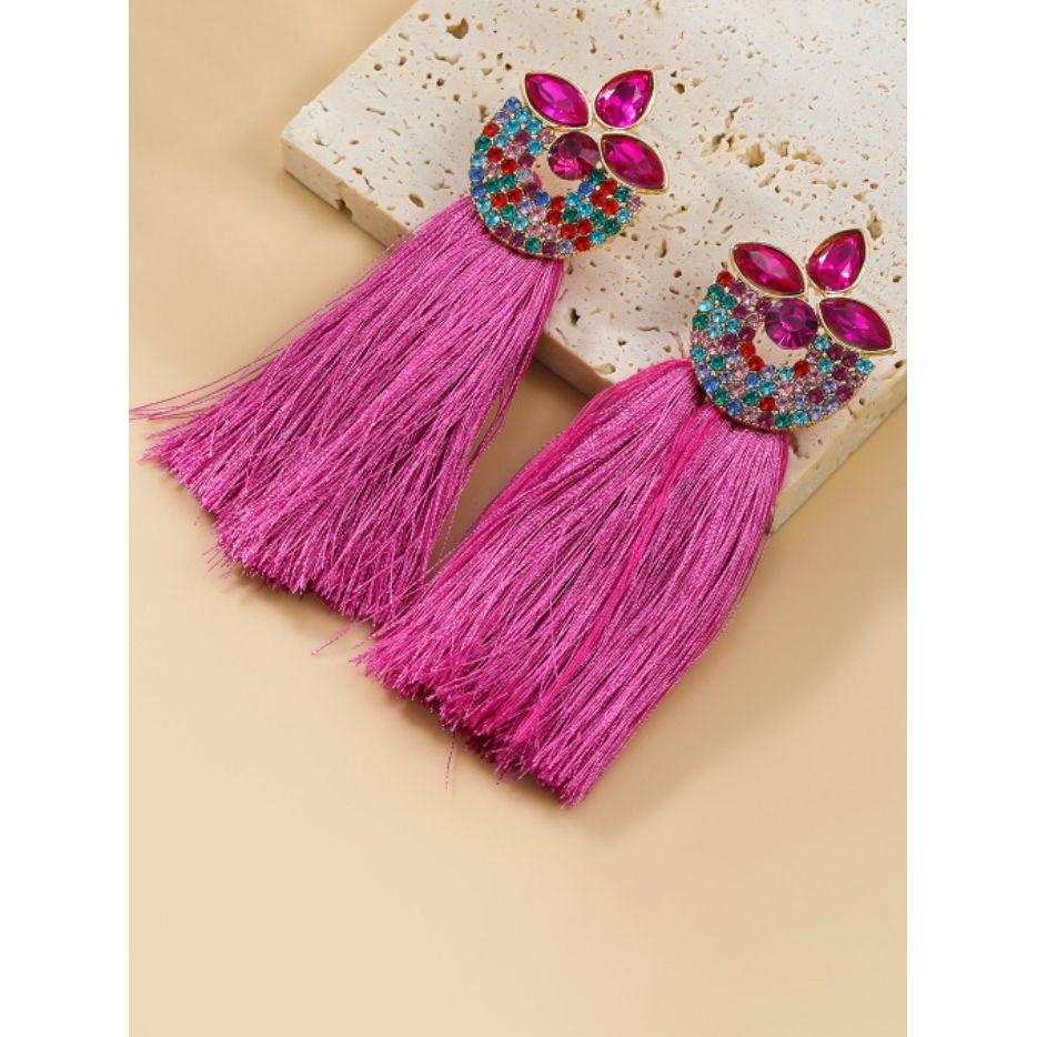 Styli Embellished Tassel Earrings-women-watchesandjewellery-jewellery-earrings-image-2