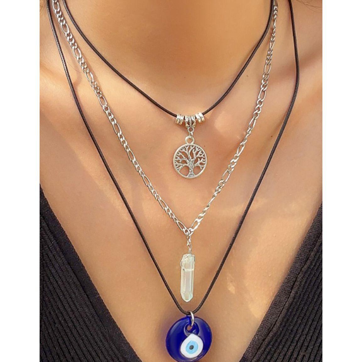 Styli Layered Eyelet Necklace-women-watchesandjewellery-jewellery-necklacesandpendants-image-4
