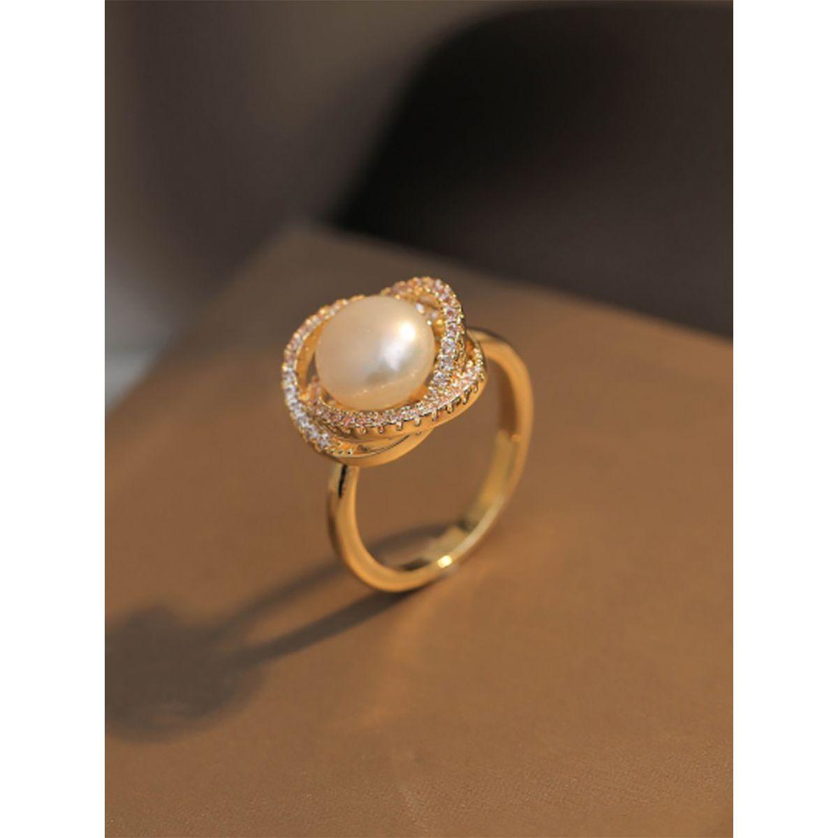Styli Embellished Faux Pearl Ring-women-watchesandjewellery-jewellery-rings-image-1