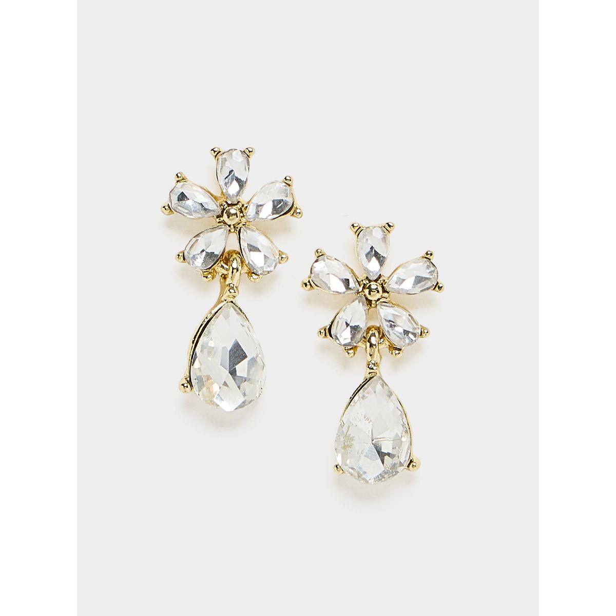 Styli Floral Gem Stone Dangle Earrings-women-watchesandjewellery-jewellery-earrings-image-1