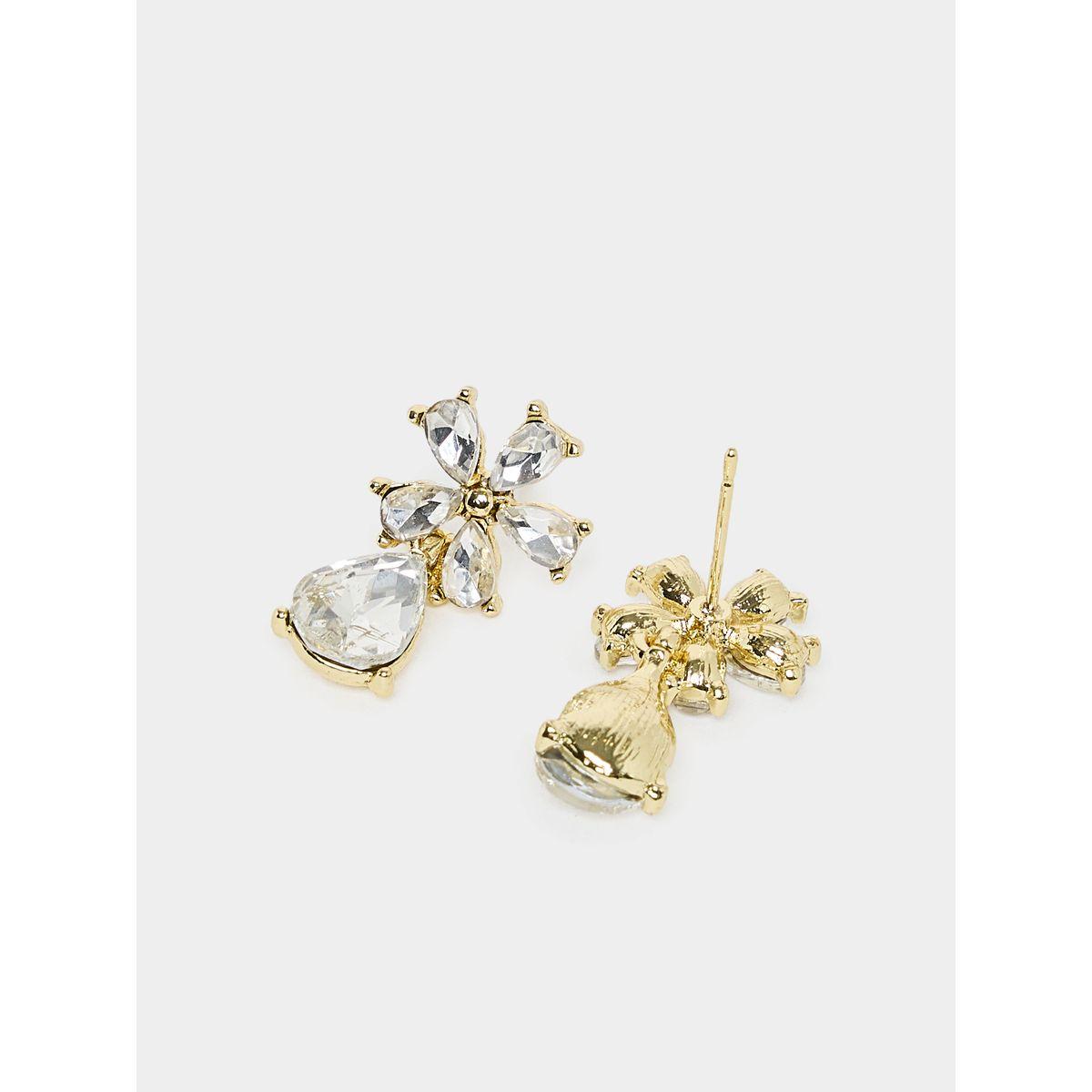 Styli Floral Gem Stone Dangle Earrings-women-watchesandjewellery-jewellery-earrings-image-2