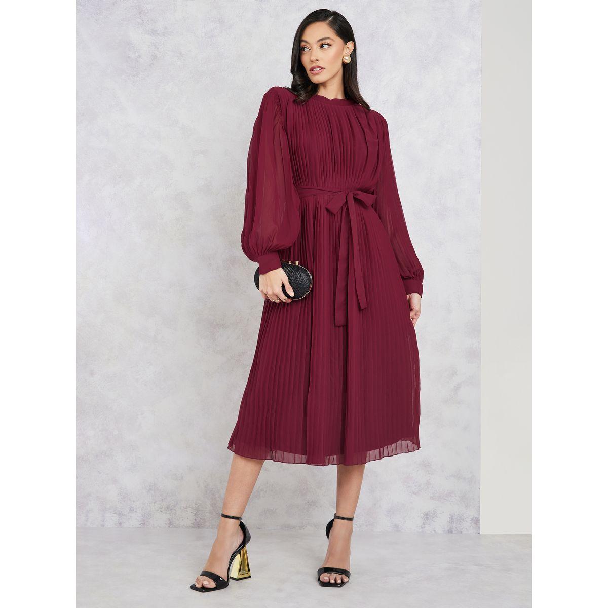 فستان ميدي بحزام خصر-women-clothing-dresses-image-1