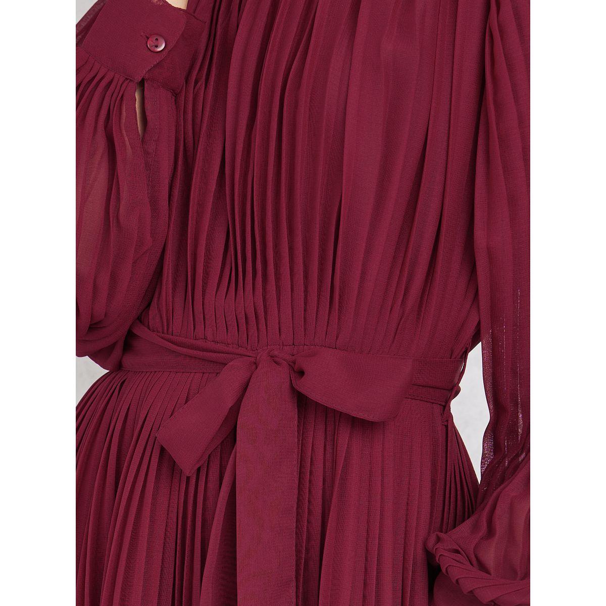 Styli Pleated Sheath Midi Dress with Tie Up Belt-women-clothing-dresses-image-3