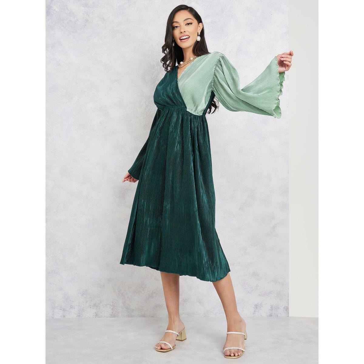 فستان ميدي بنمط كتل الالوان-women-clothing-dresses-image-1