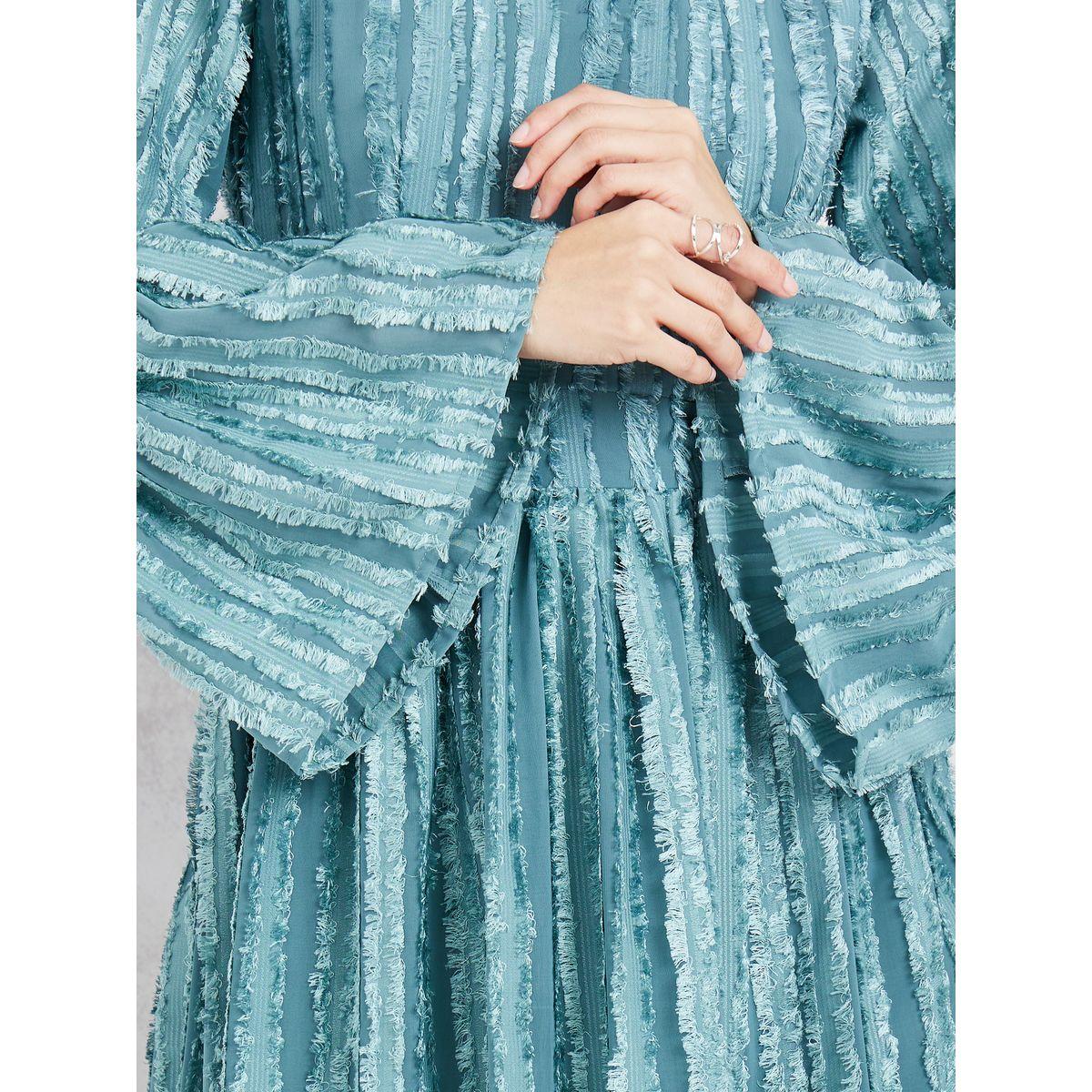 Styli Tassel Texture Tiered Maxi Dress with Long Sleeves-women-clothing-dresses-image-3