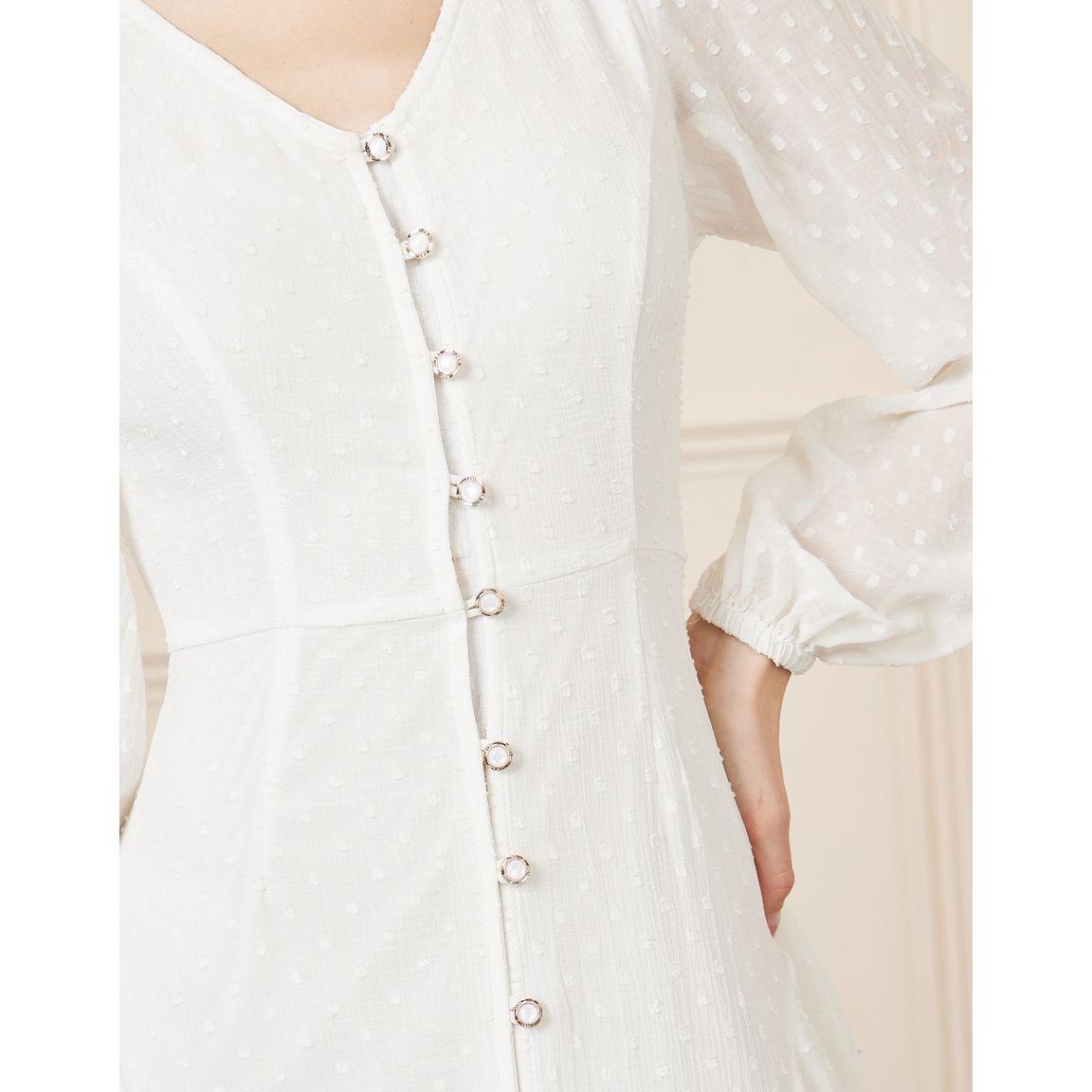 فستان بتفاصيل مُطرّزة وكشكش مع أزرار-women-clothing-dresses-image-3