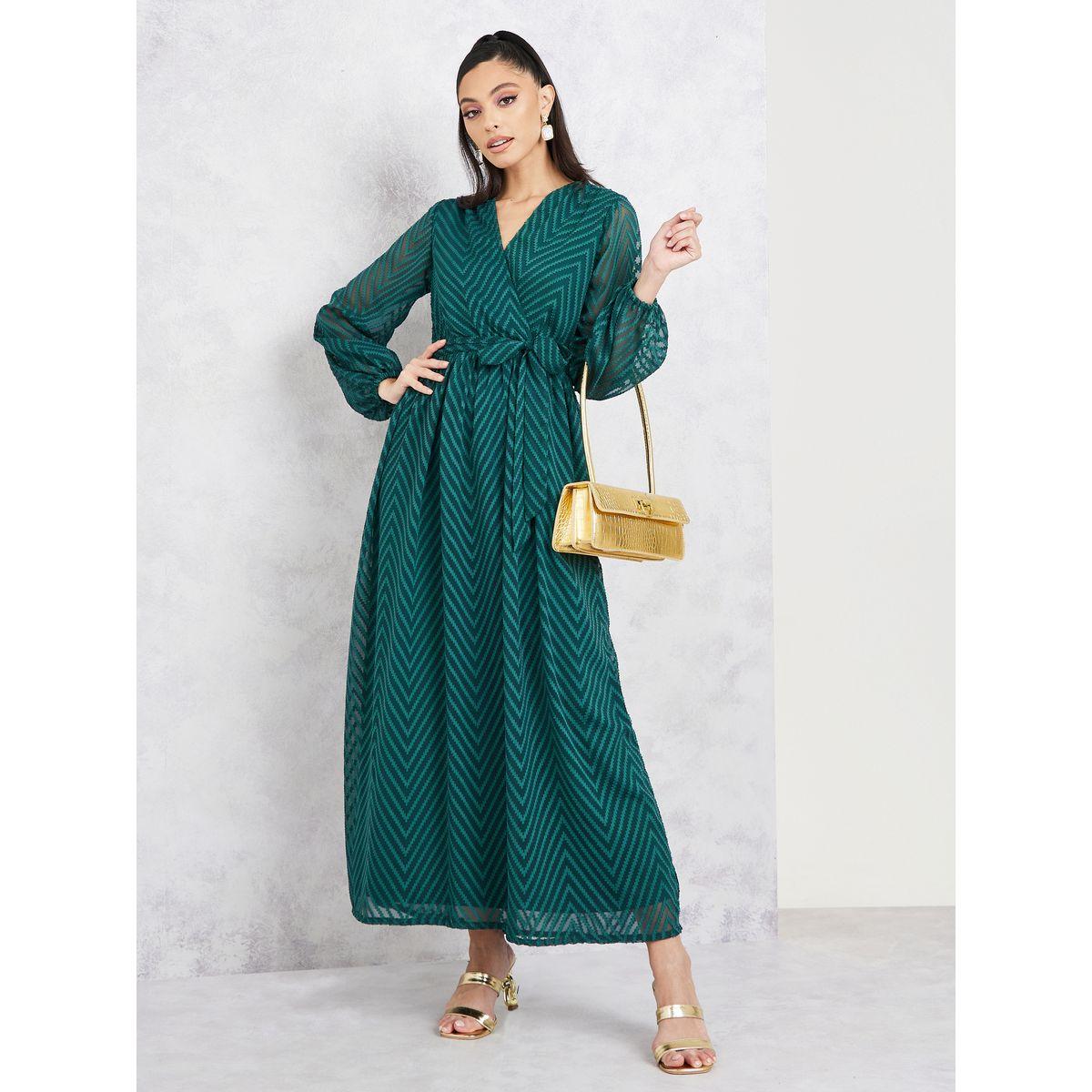 Styli Dobby Zig Zag Texture A-Line Maxi Dress-women-clothing-dresses-image-1