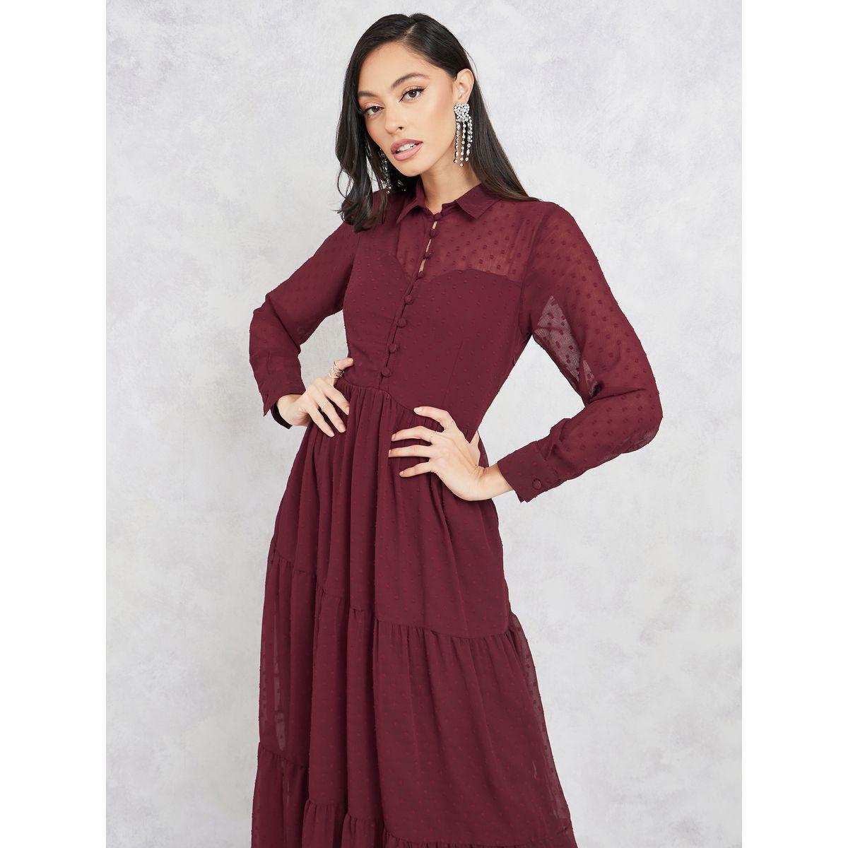 فستان طويل بكسرات وتفاصيل جيب-women-clothing-dresses-image-2